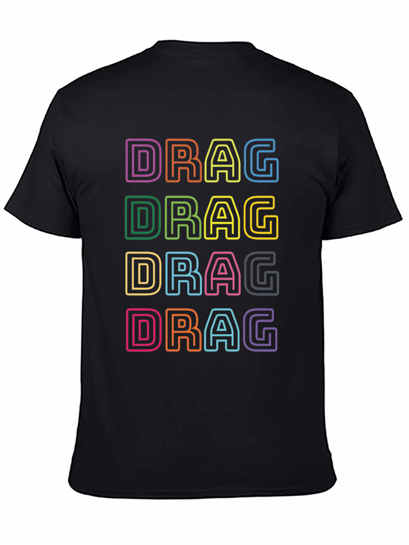 Black Retro Drag Graphic T-Shirt - Colorful Design view 4