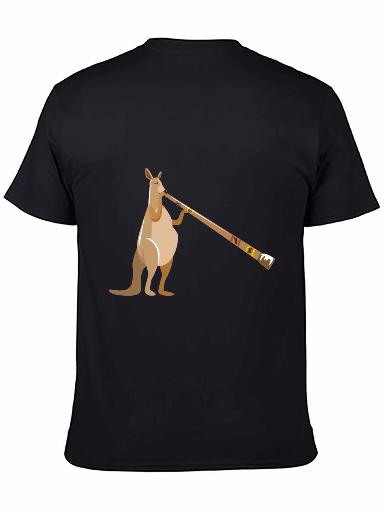 Black Kangaroo Didgeridoo T-Shirt - Black Cotton Tee view 4