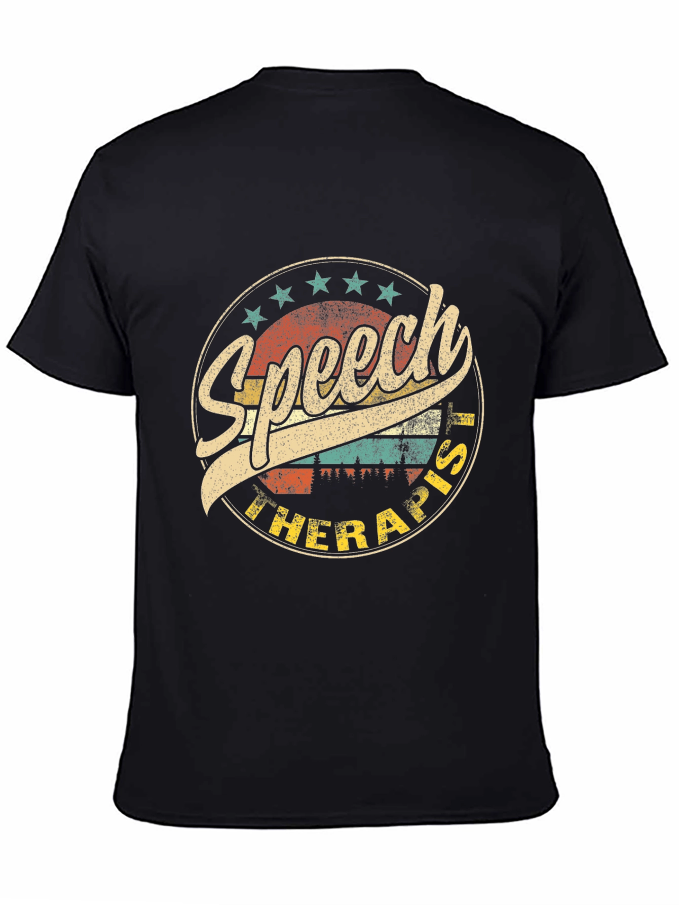 Black Speech Therapist Retro Style Graphic T-Shirt view 4