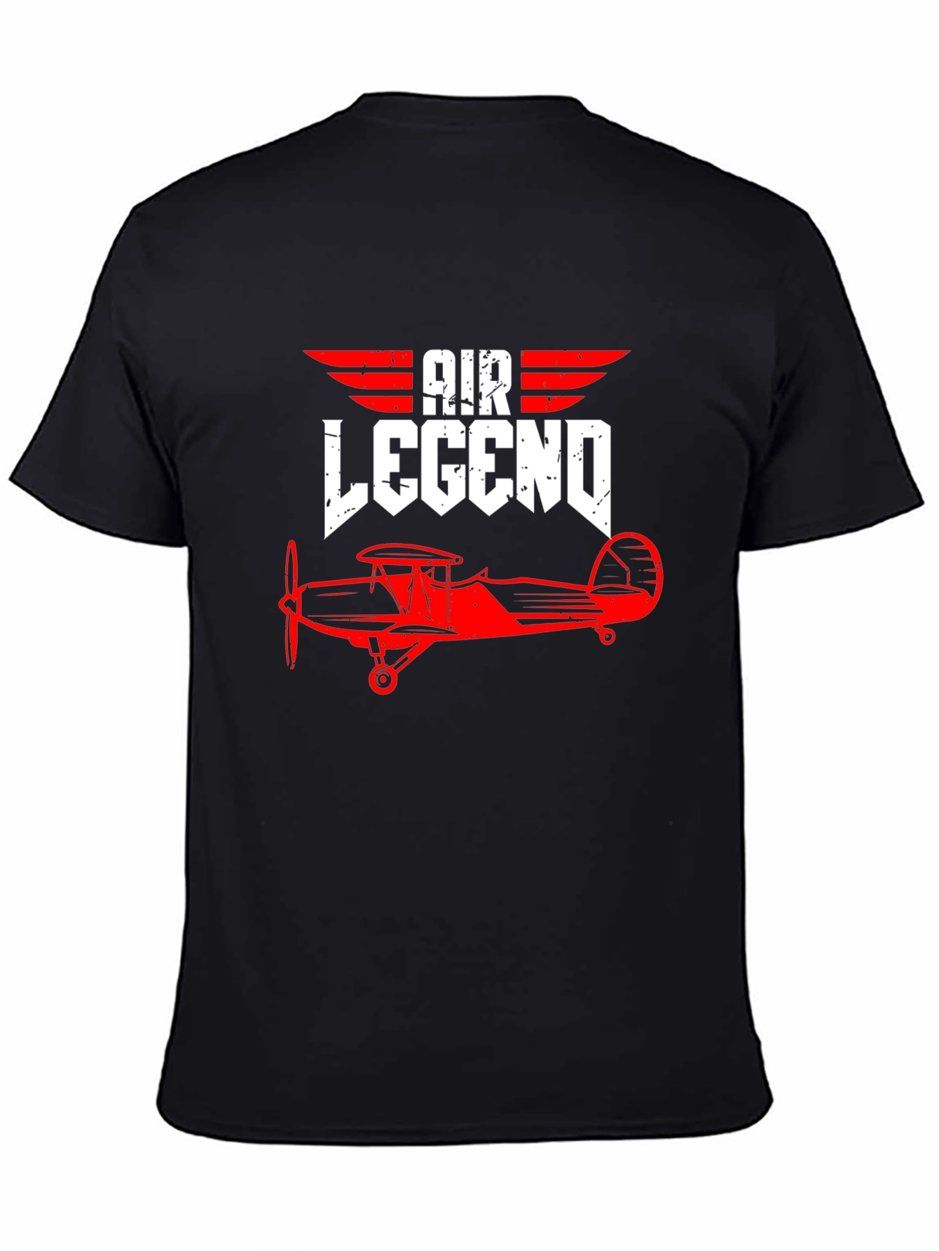 Black Air Legend Vintage Biplane Graphic Tee - Pilot Aviation Shirt view 4