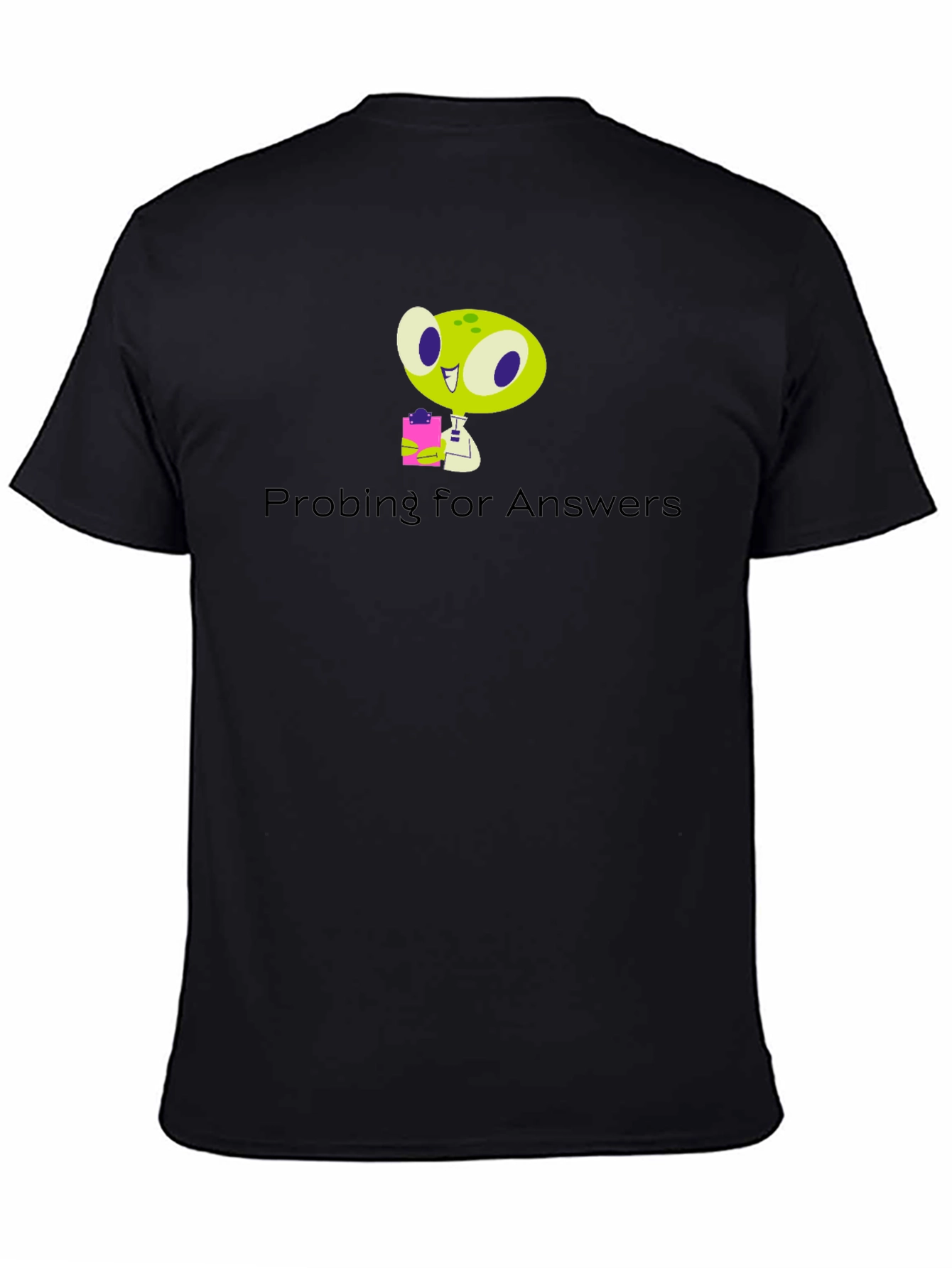 Black Probing for Answers Black Graphic T-Shirt view 4