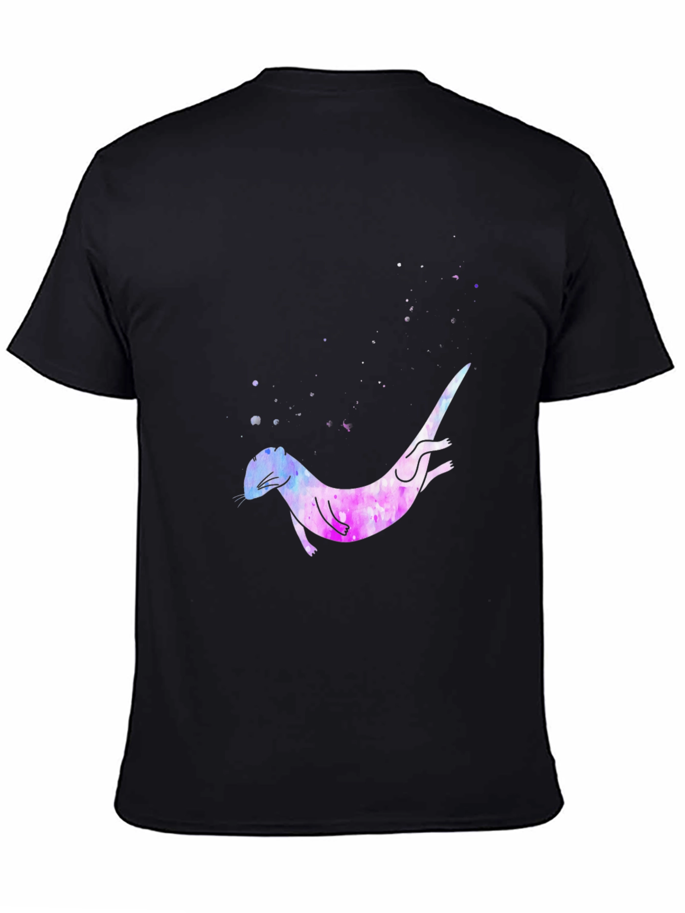 Black Otter Galaxy T-Shirt - Unique Watercolor Design view 4