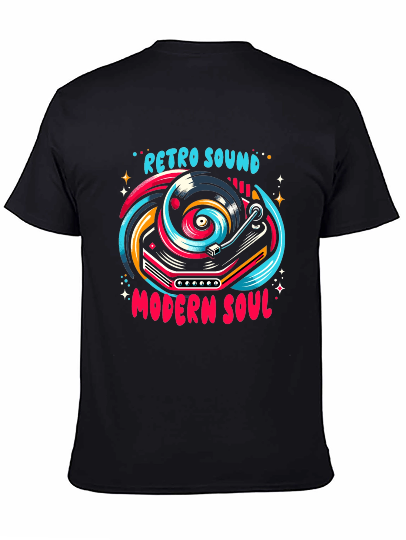 Black Retro Sound Modern Soul Graphic Tee - Black Cotton Blend view 4