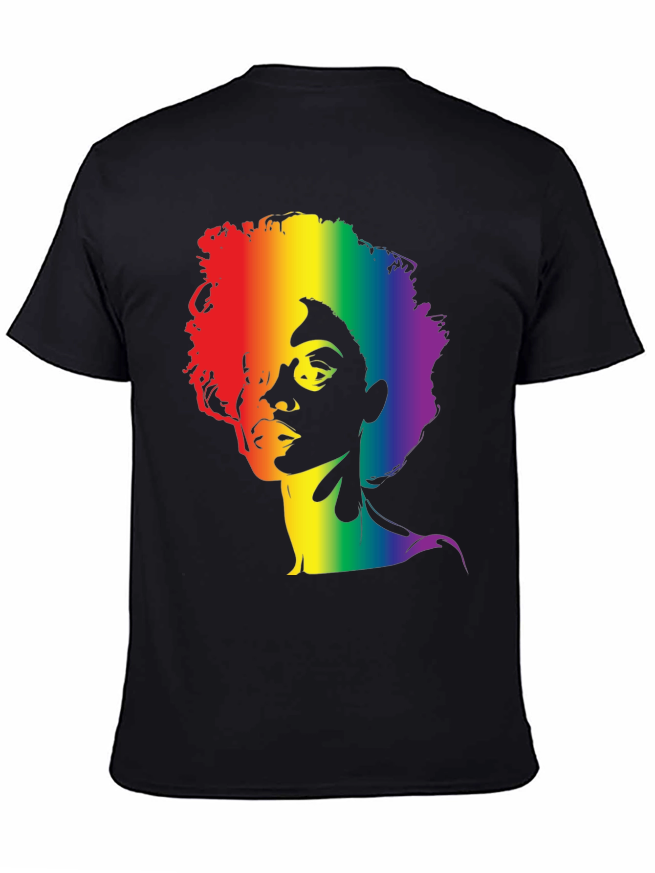 Black Rainbow Afro Graphic Tee - Stylish Black T-Shirt view 4