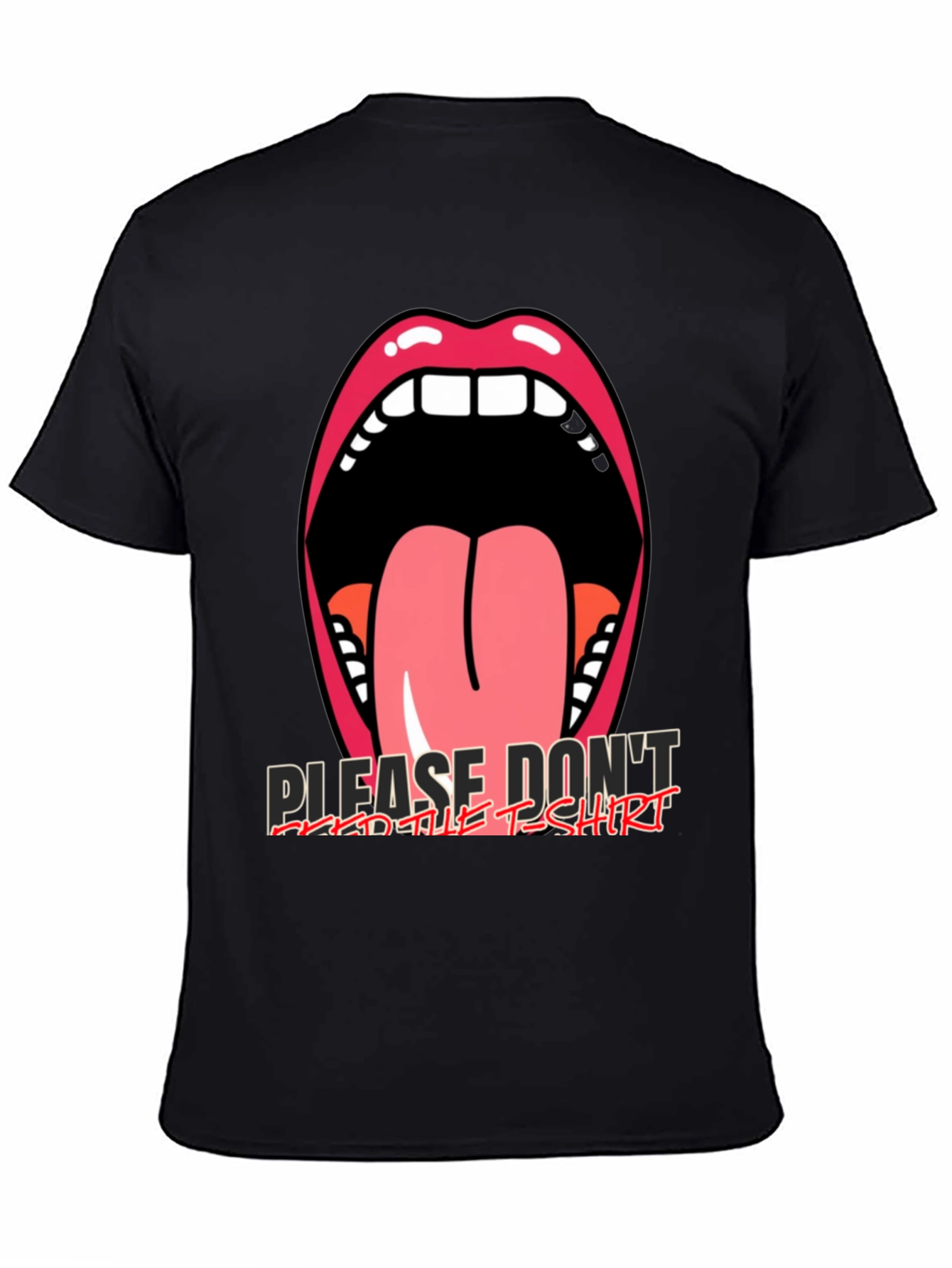 Black Graphic Tee: Open Mouth Tongue Out view 4