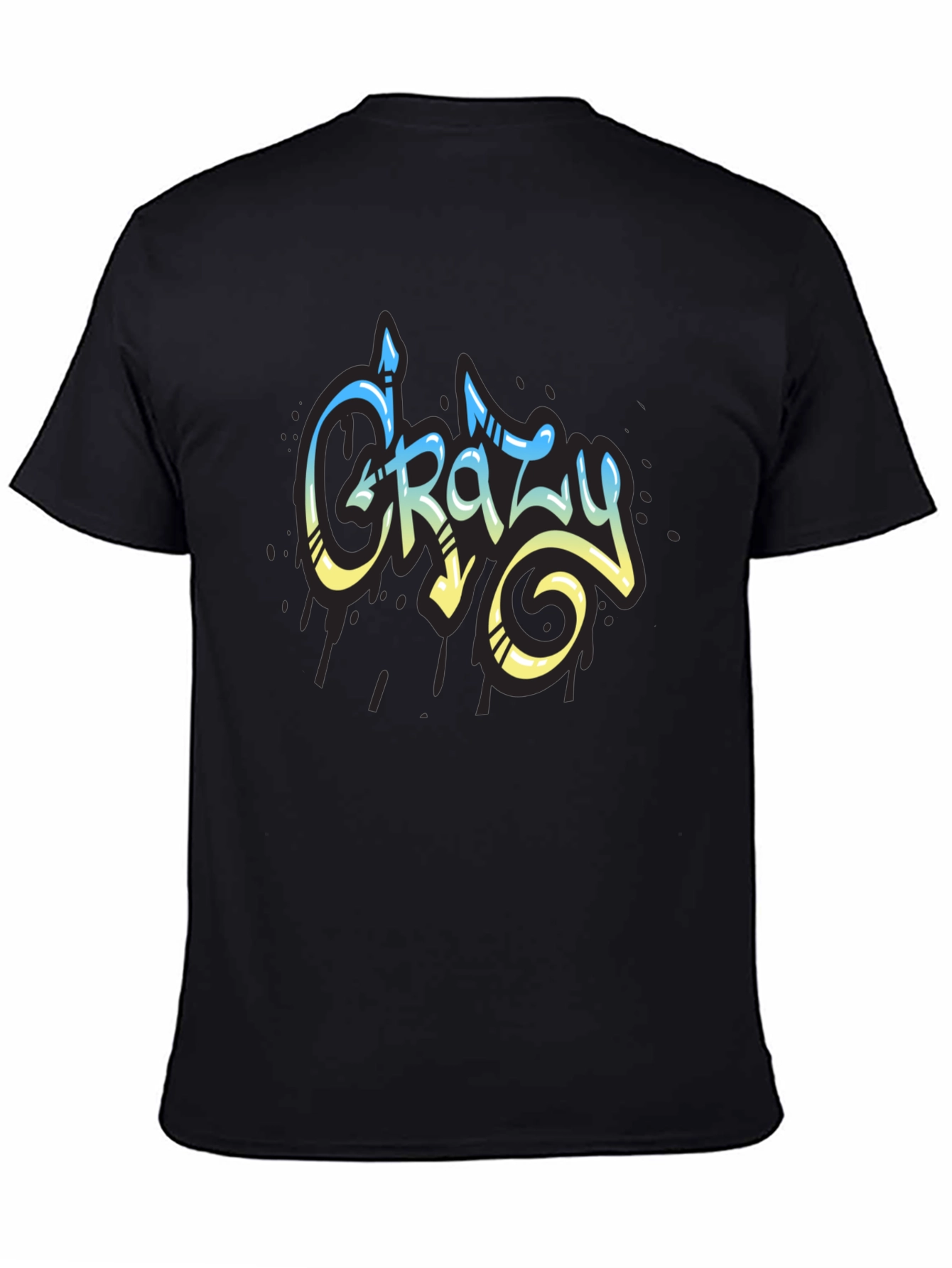 Black Crazy Graffiti Style Graphic T-Shirt view 4