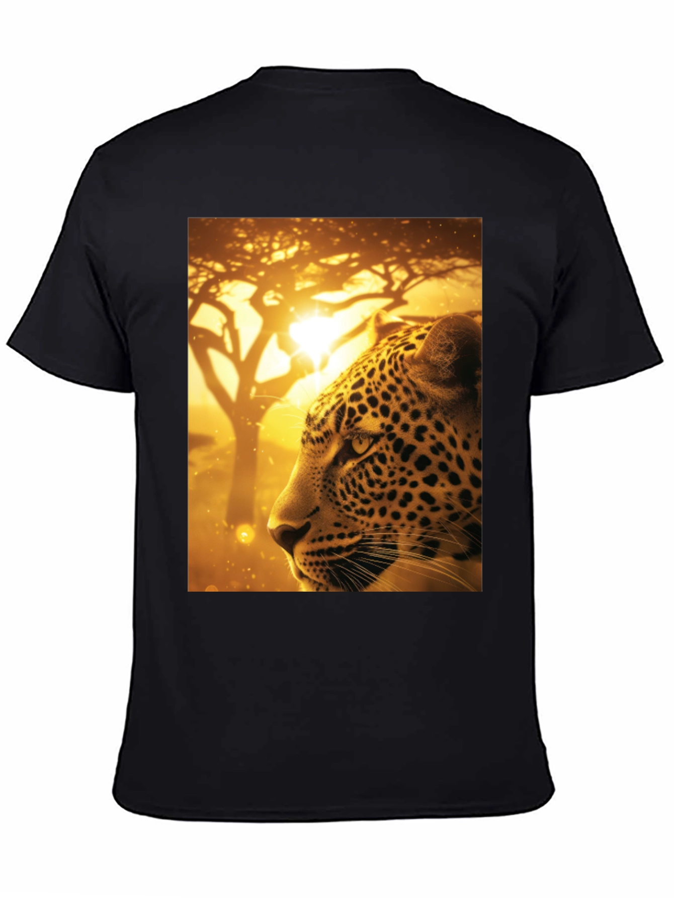 Black Leopard Graphic Print Black T-Shirt view 4