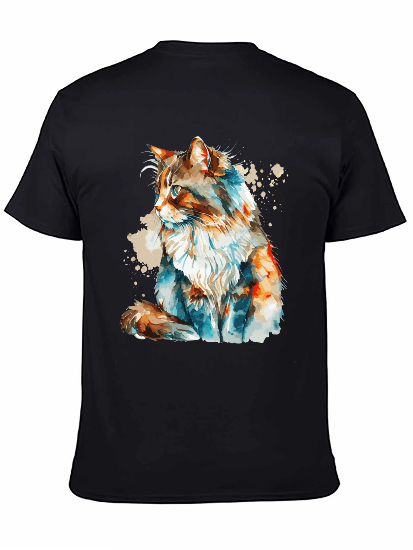 Black Watercolor Cat T-Shirt: Stylish & Unique Design view 4