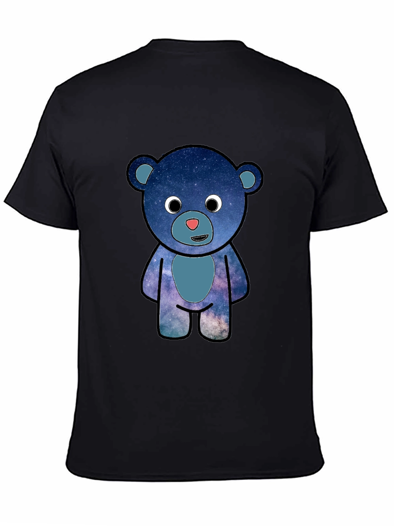 Black Galaxy Bear Graphic T-Shirt - Black Cotton Blend view 4