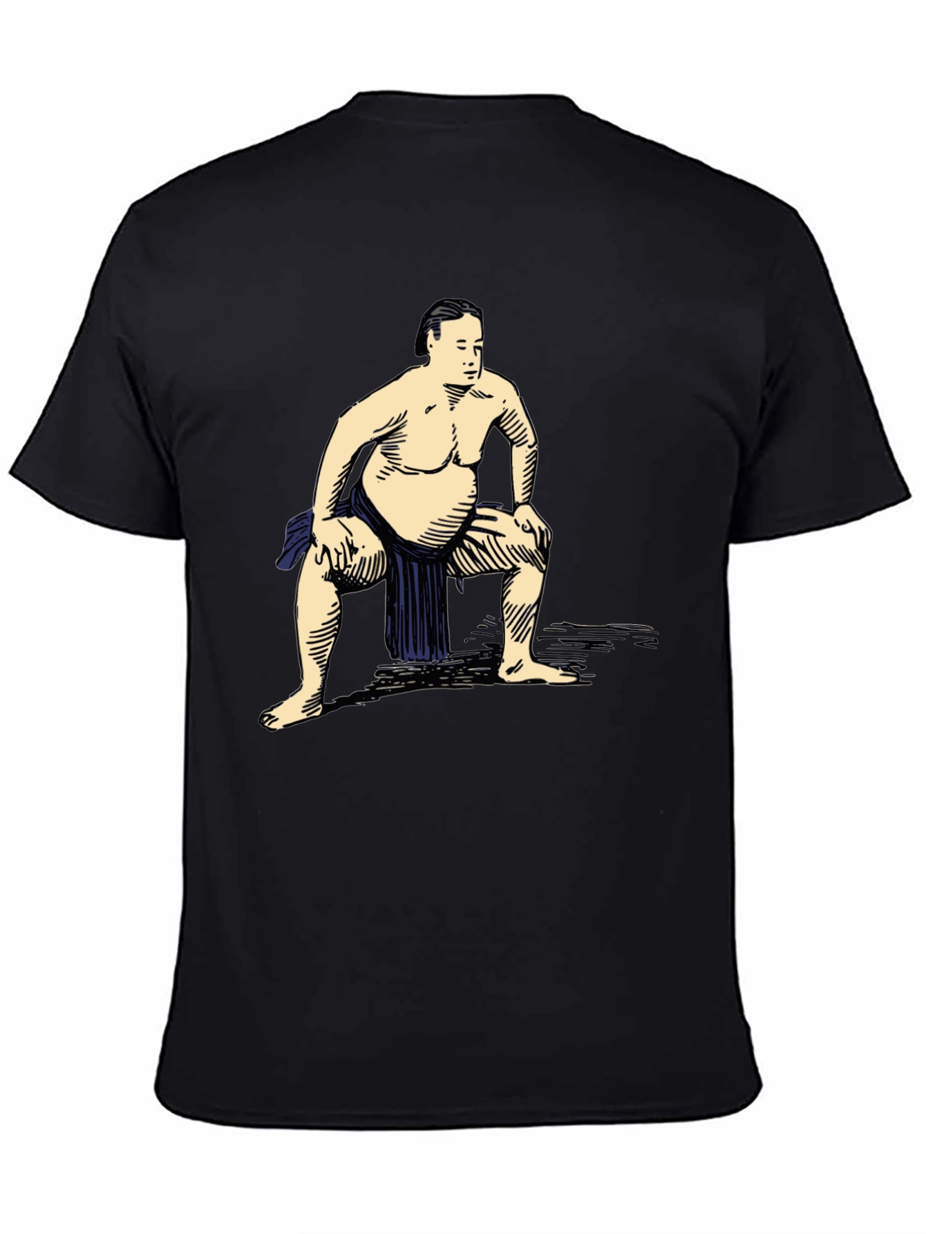 Black Sumo Wrestler Graphic T-Shirt - Casual Black Tee view 4
