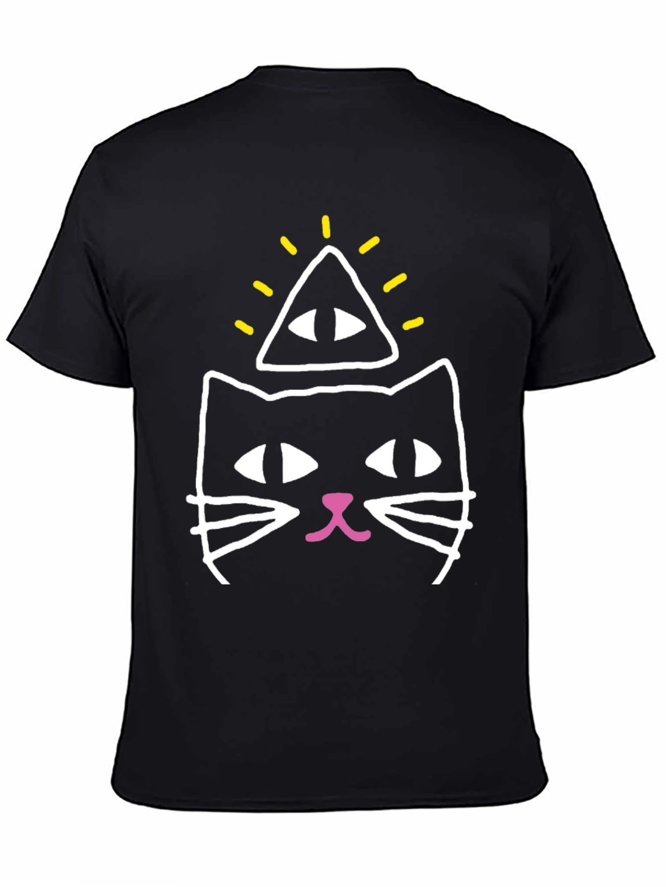 Black Illuminati Cat Graphic Tee - Black Cotton Blend view 4
