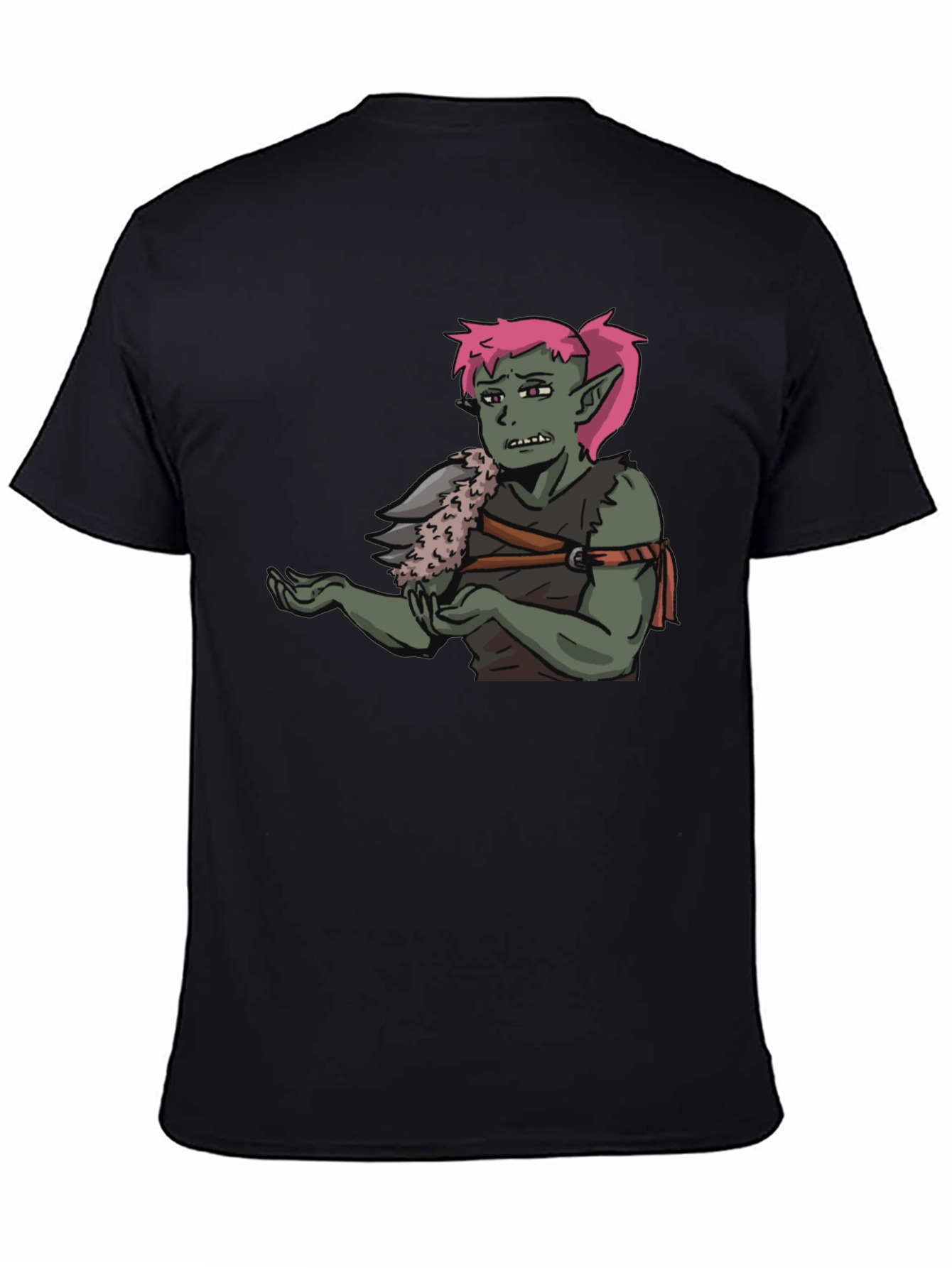 Black T-Shirt Featuring Green Character Graphic view 4