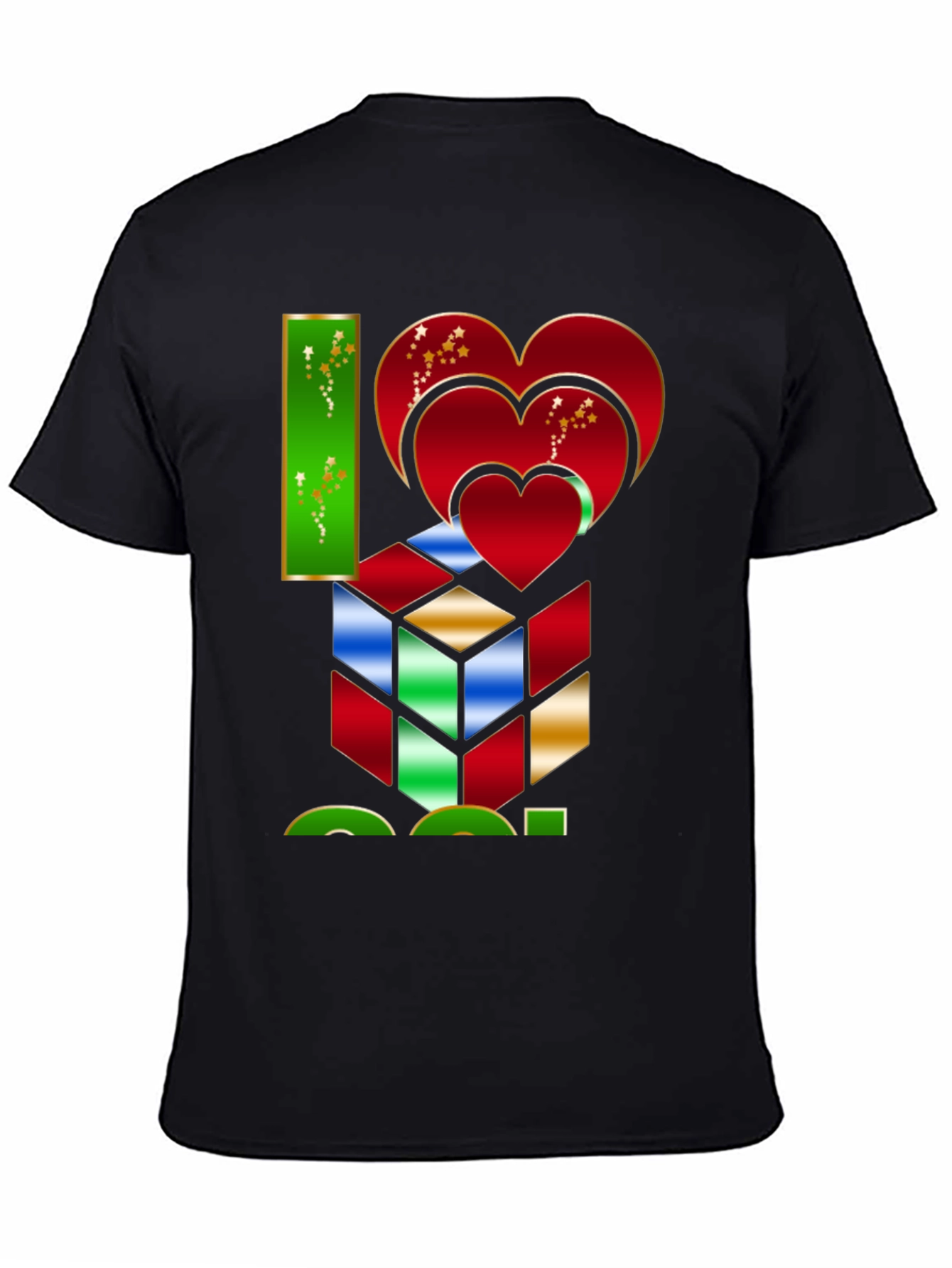 Black I Heart Cube Graphic Tee - Puzzle Lover's Shirt view 4