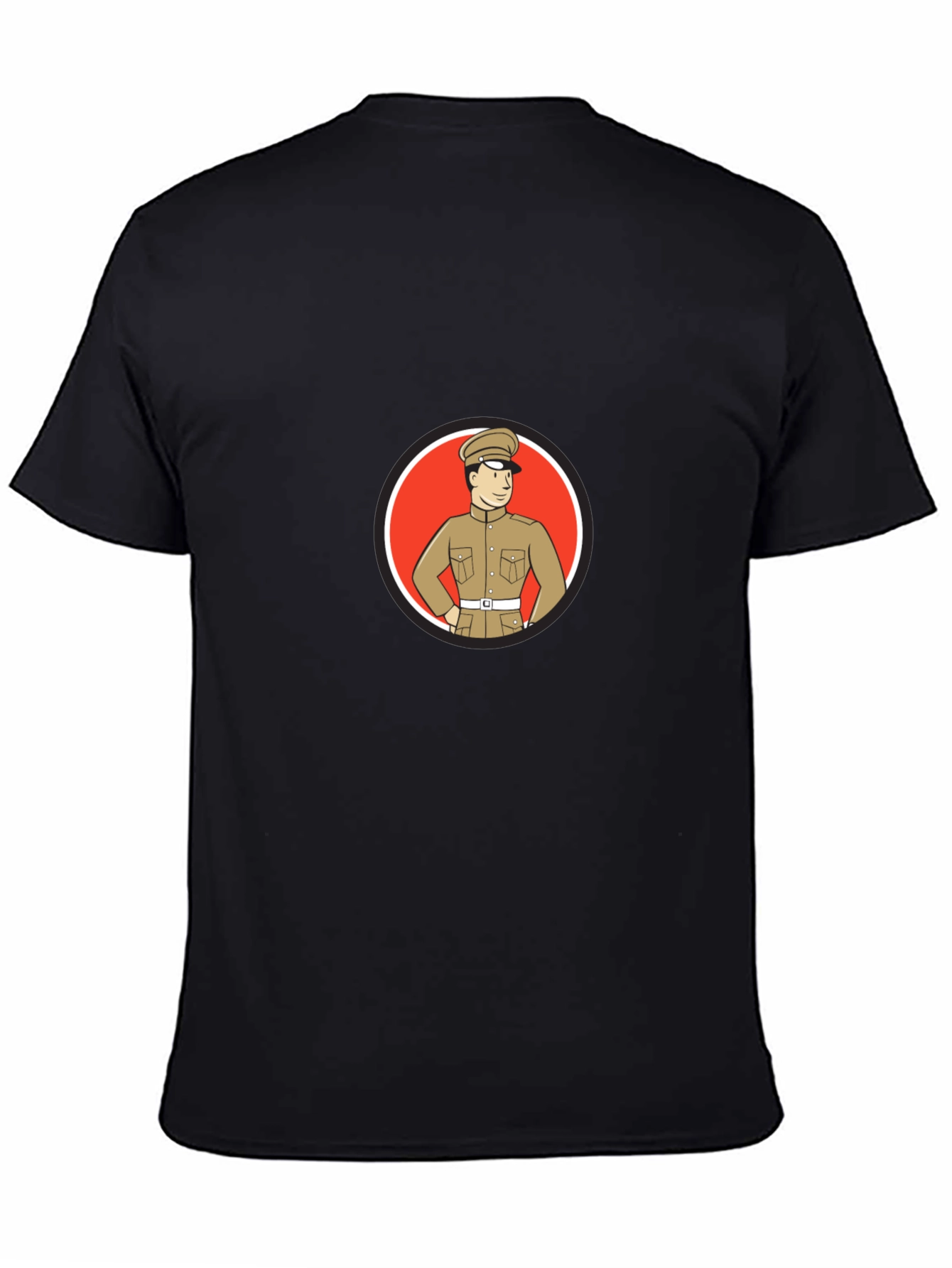 Black Retro Cartoon Soldier T-Shirt view 4