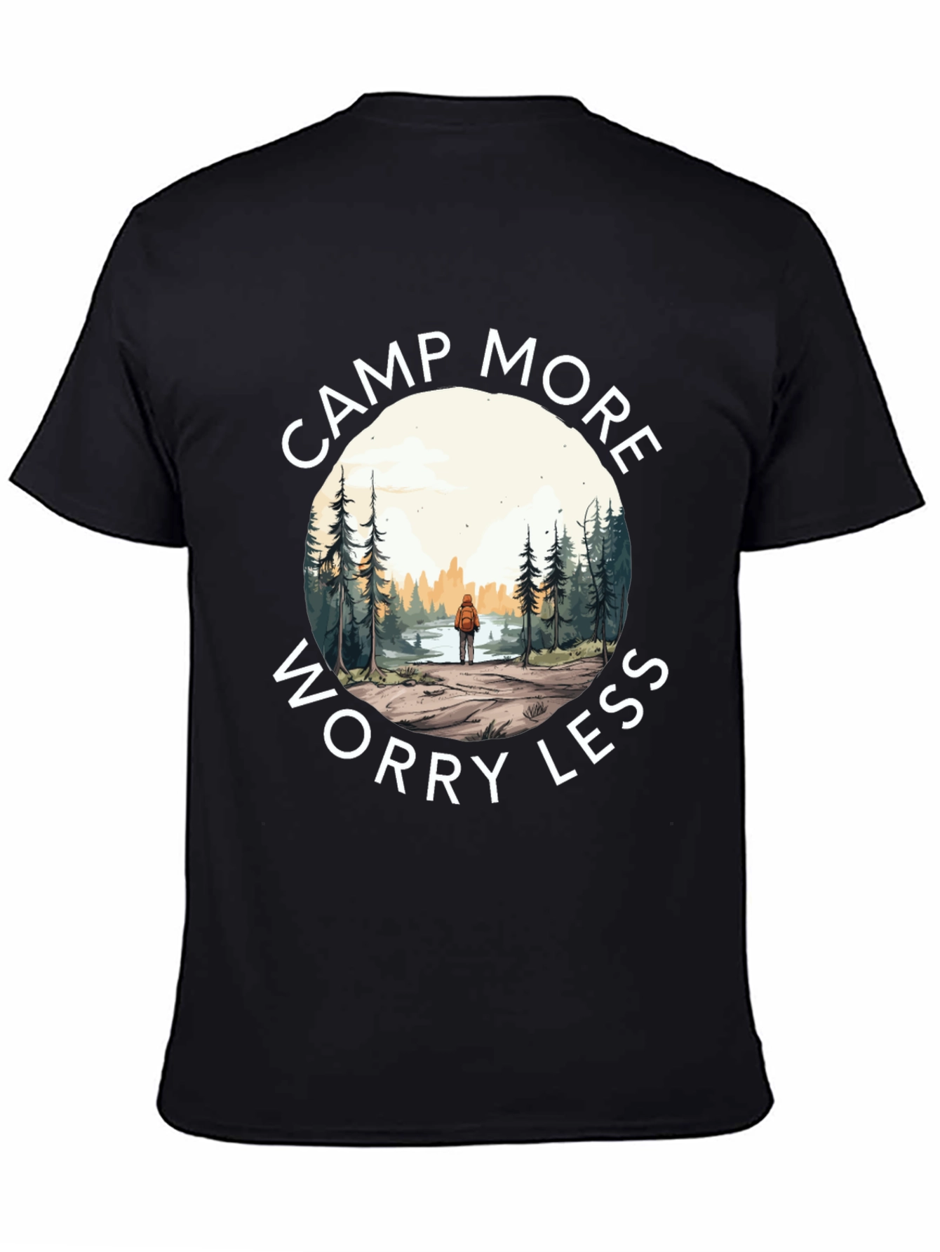 Black Camp More Worry Less Graphic T-Shirt view 4
