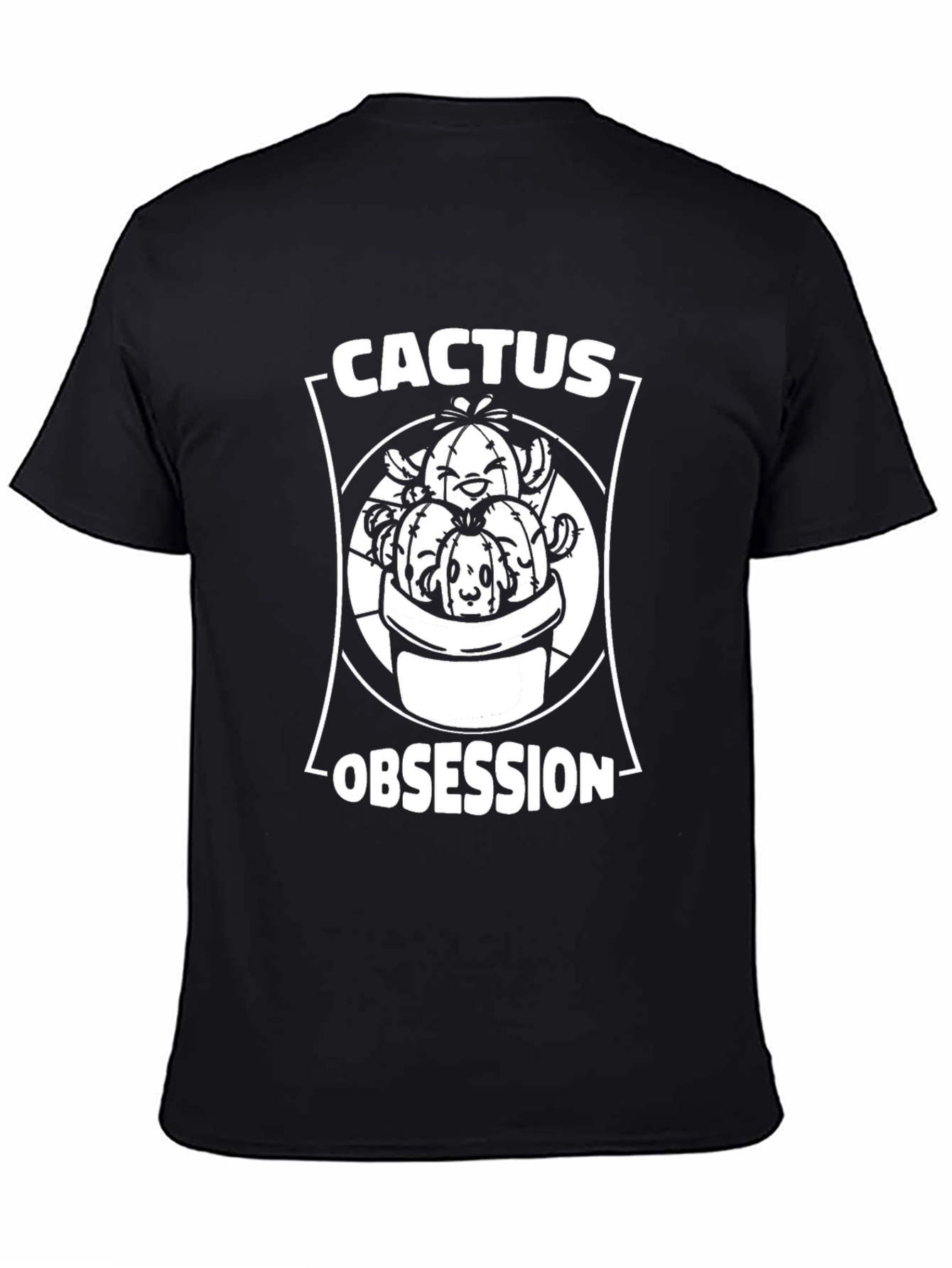 Black Cactus Obsession Graphic T-Shirt - Unique Plant Lover Tee view 4
