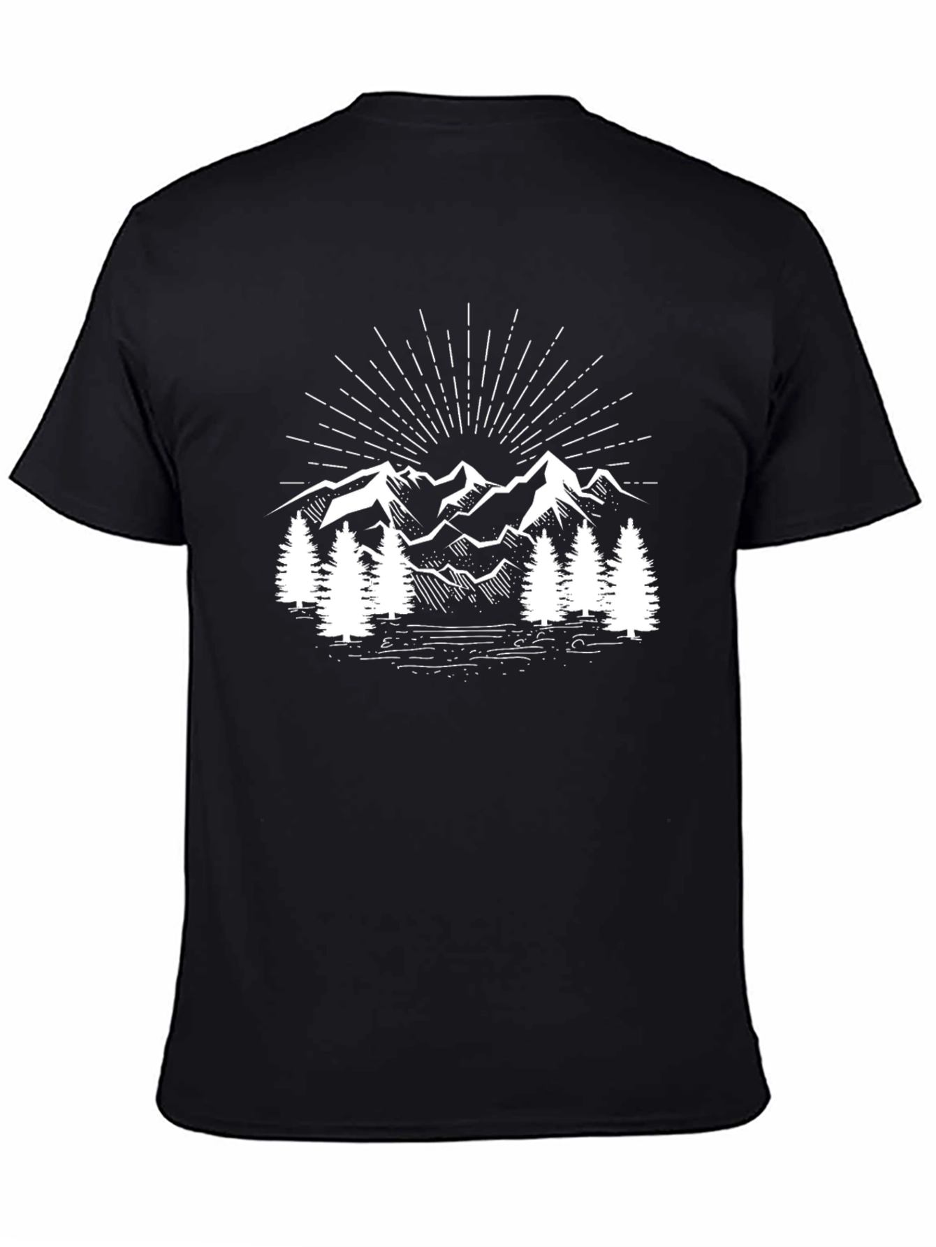 Black Mountain Scene Graphic Tee - Black Cotton Blend view 4