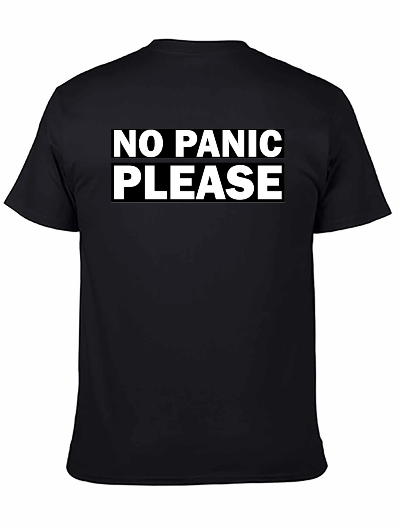 Black No Panic Please Graphic T-Shirt - Casual Cotton Tee view 4