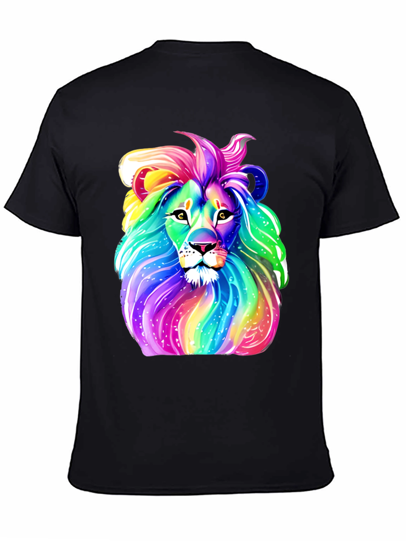 Black Rainbow Lion Graphic Tee - Men's Black T-Shirt view 4