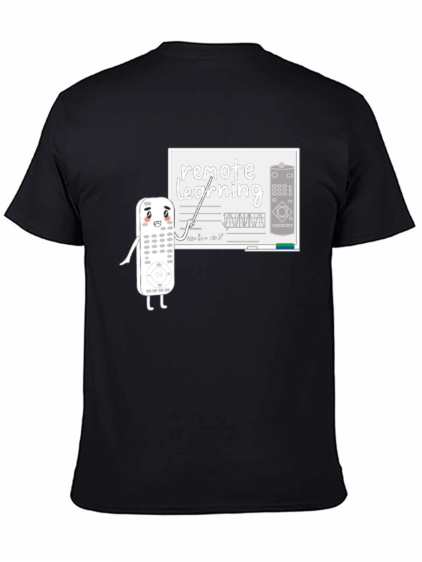 Black Remote Learning T-Shirt - Funny Cartoon Remote Teacher Tee view 4
