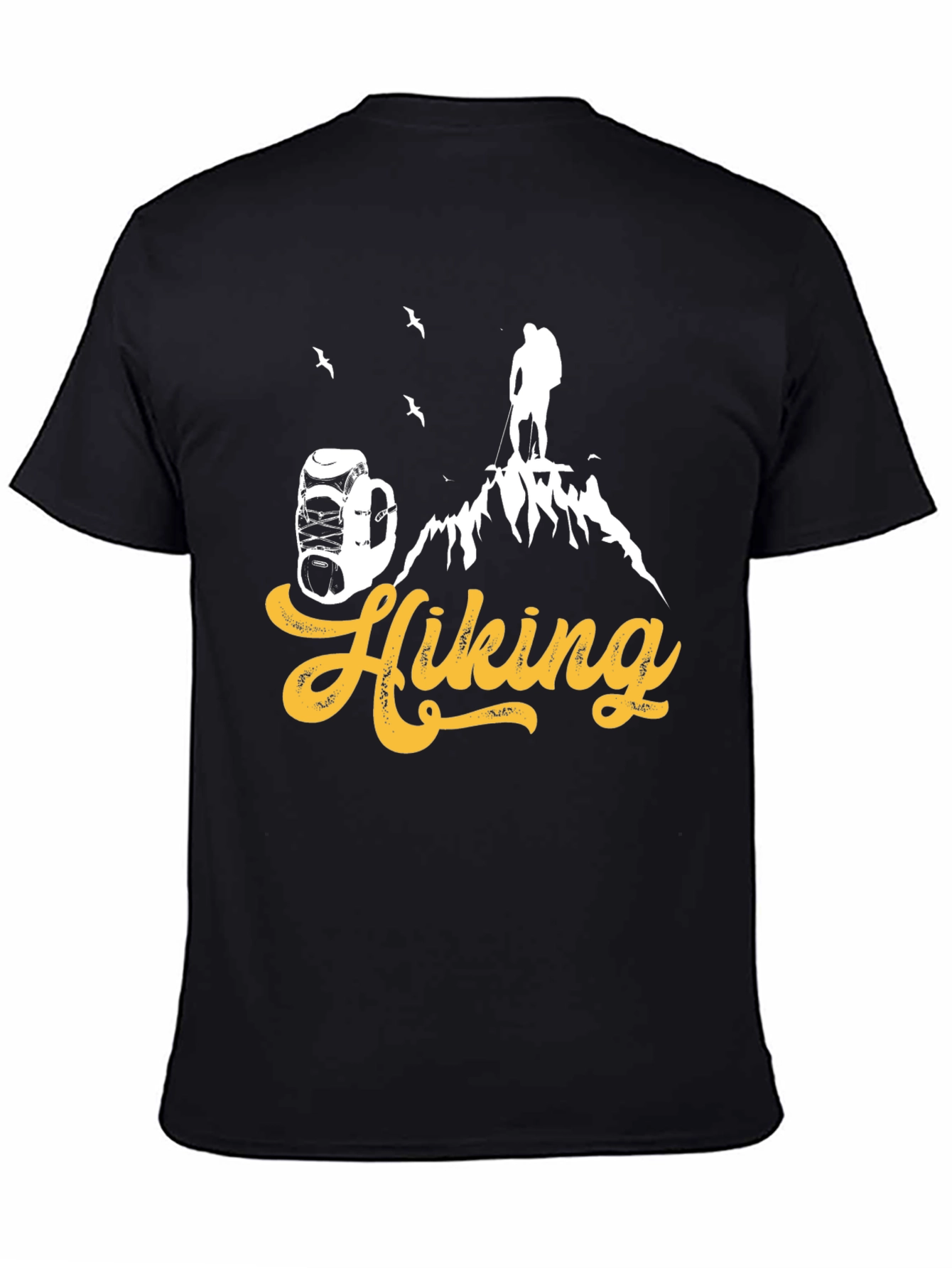Black Hiking Adventure T-Shirt - Black Cotton Tee view 4