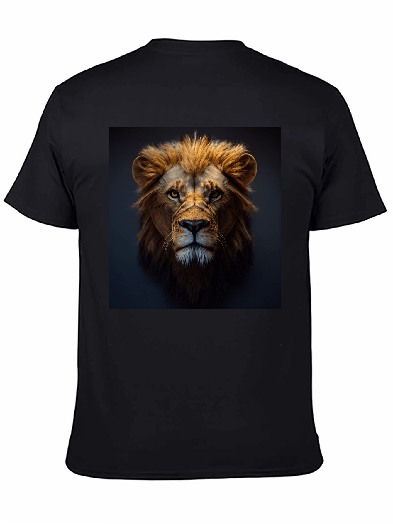 Black Lion Portrait Black T-Shirt view 4