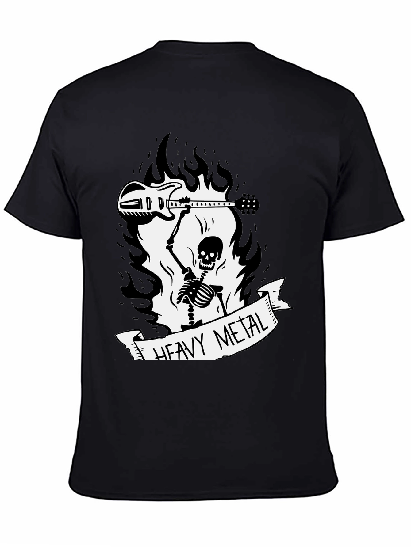 Black Heavy Metal Skeleton Graphic Tee view 4