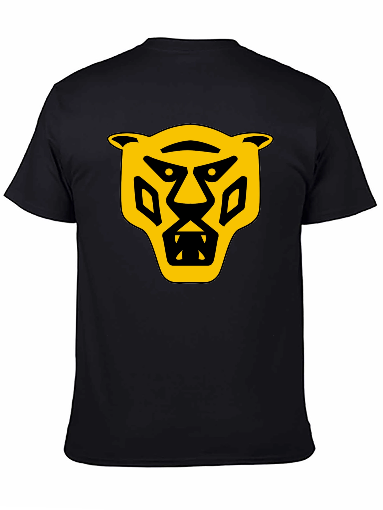 Black Bold Graphic T-Shirt: Yellow Panther Design view 4