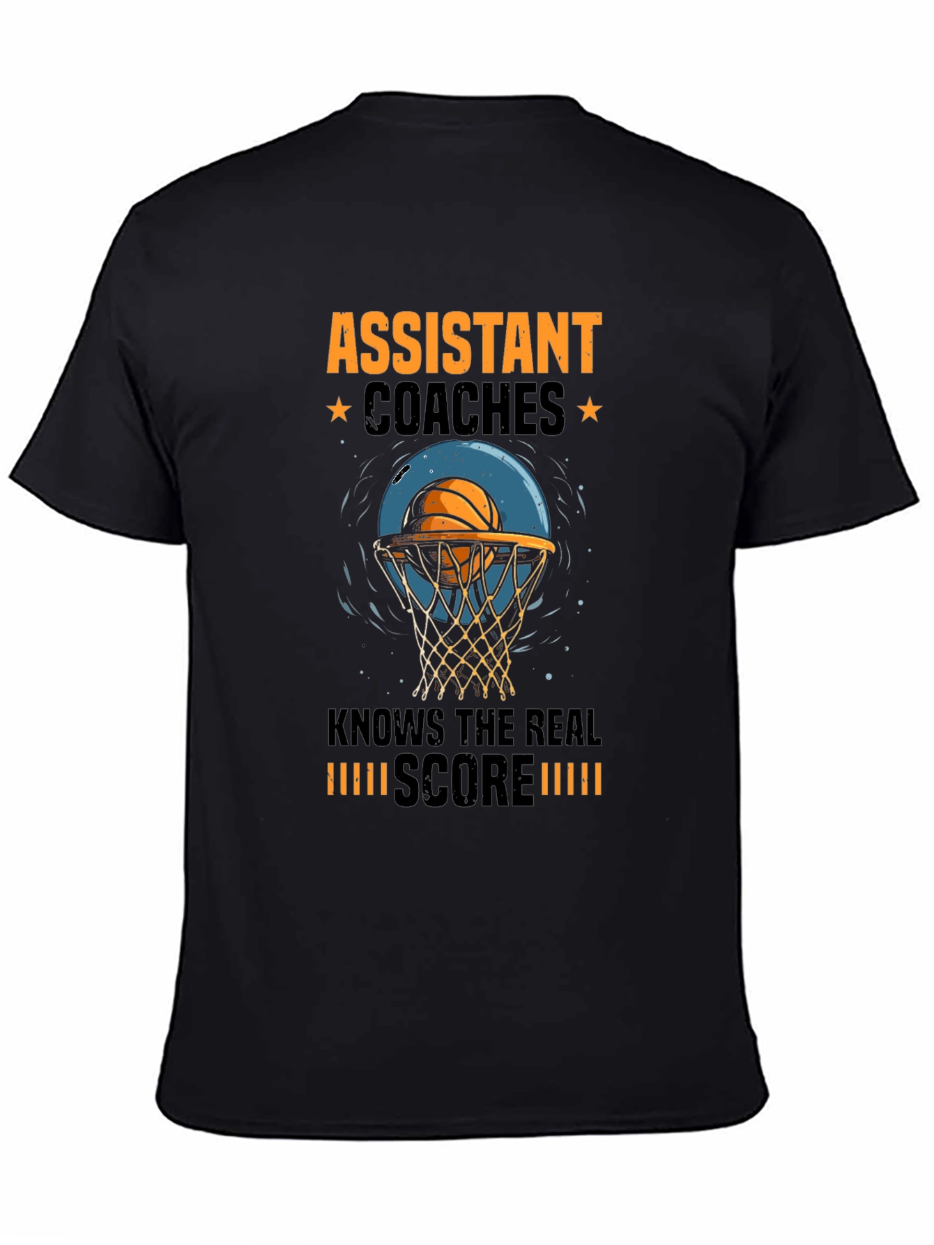 Black Assistant Coaches T-Shirt: Real Score Basketball Tee view 4