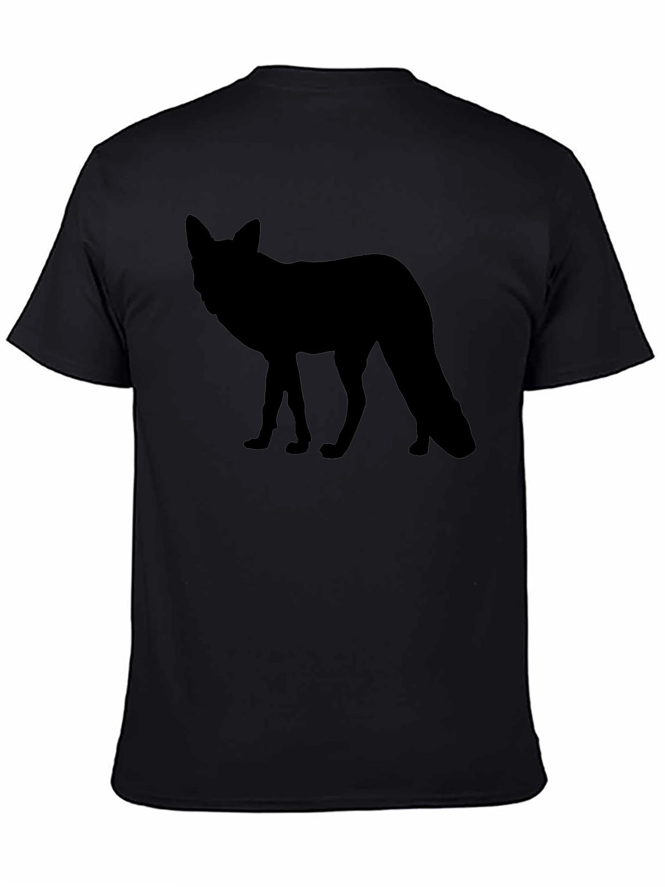 Black Men's Black T-Shirt - Fox Silhouette view 4
