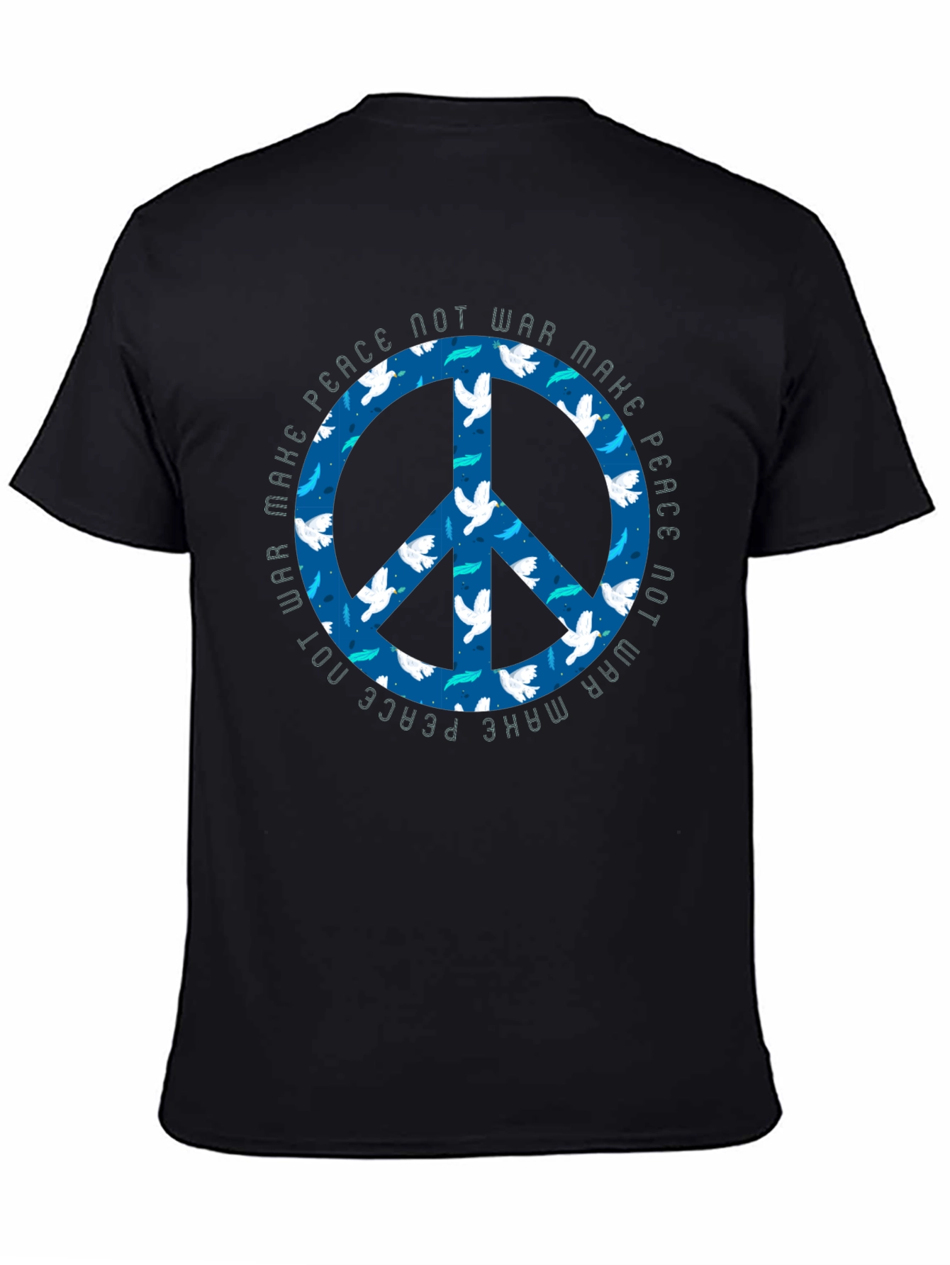 Black Peace Not War Dove Graphic T-Shirt view 4