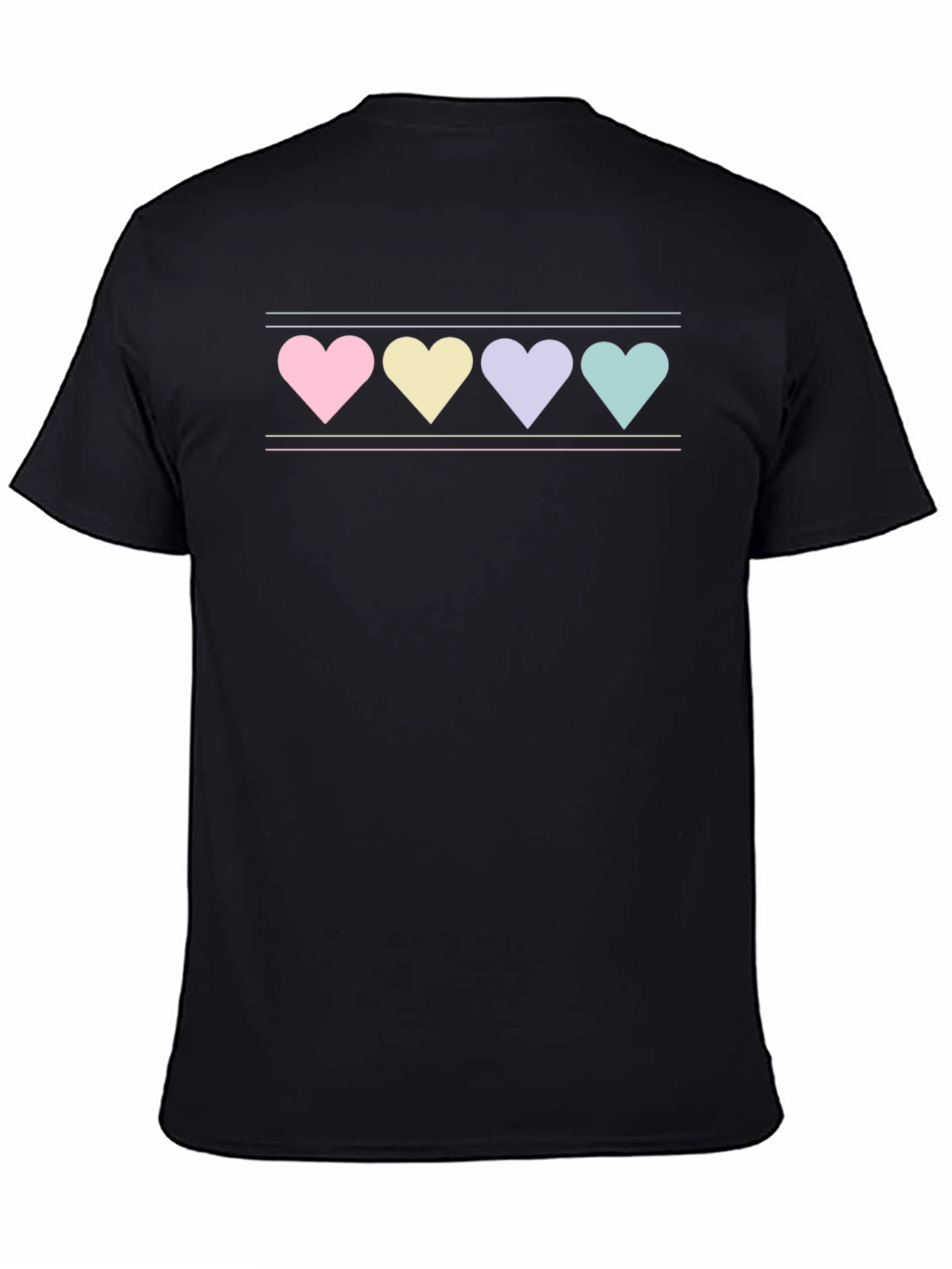 Black Pastel Hearts Graphic Tee - Black Cotton Blend Shirt view 4