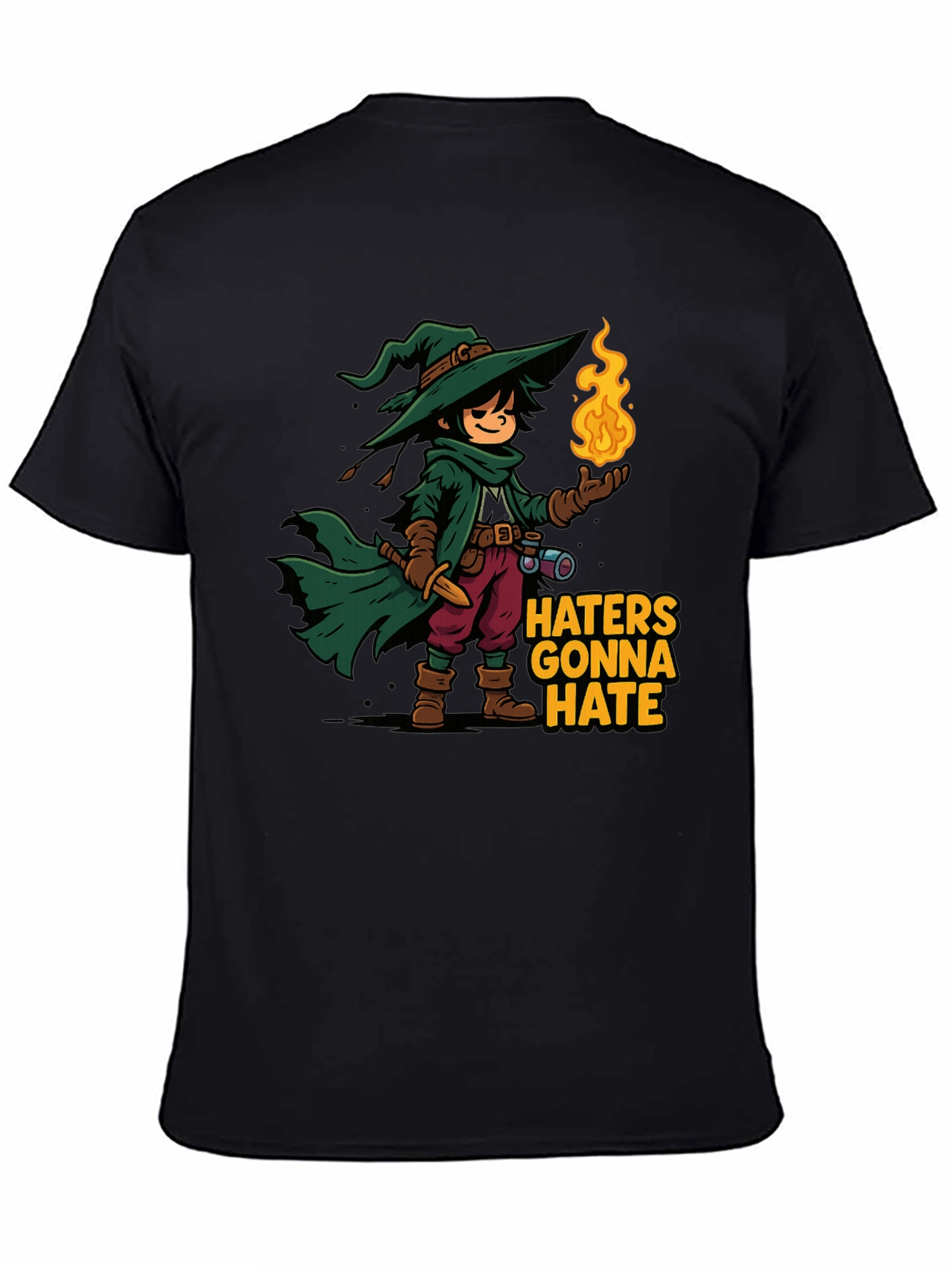 Black Haters Gonna Hate Wizard Cartoon T-Shirt view 4