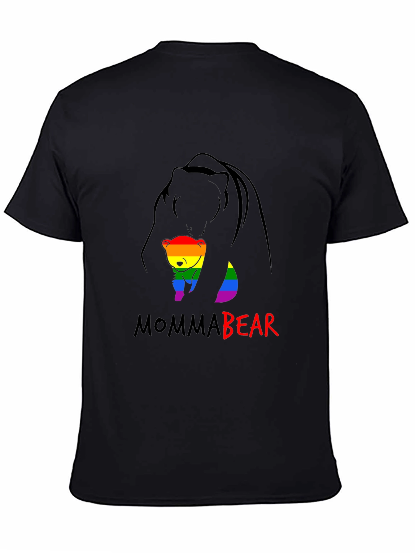 Black Momma Bear Pride T-Shirt - Rainbow Graphic Tee view 4