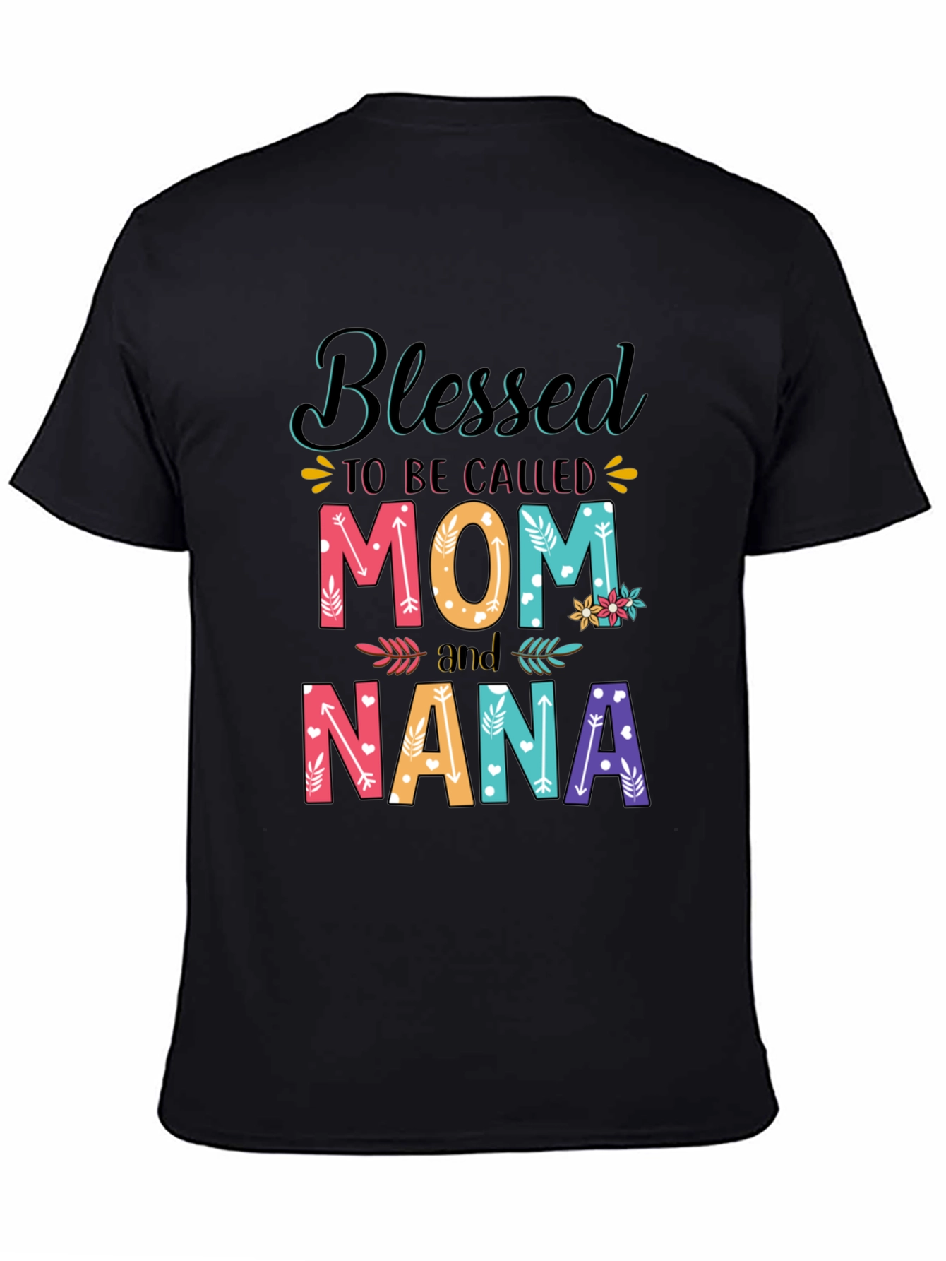 Black Blessed Mom and Nana T-Shirt view 4