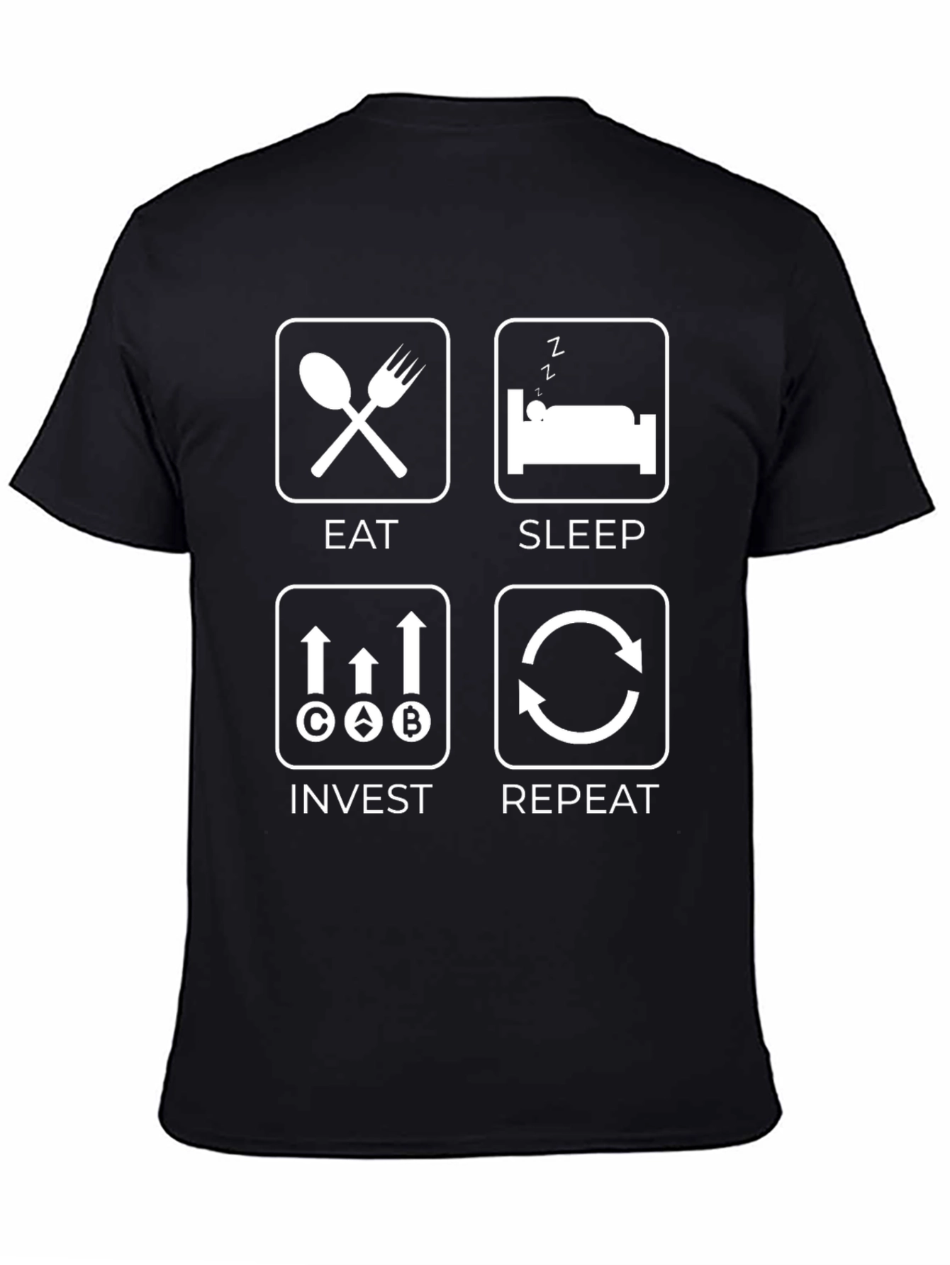 Black Eat Sleep Invest Repeat Graphic Tee view 4