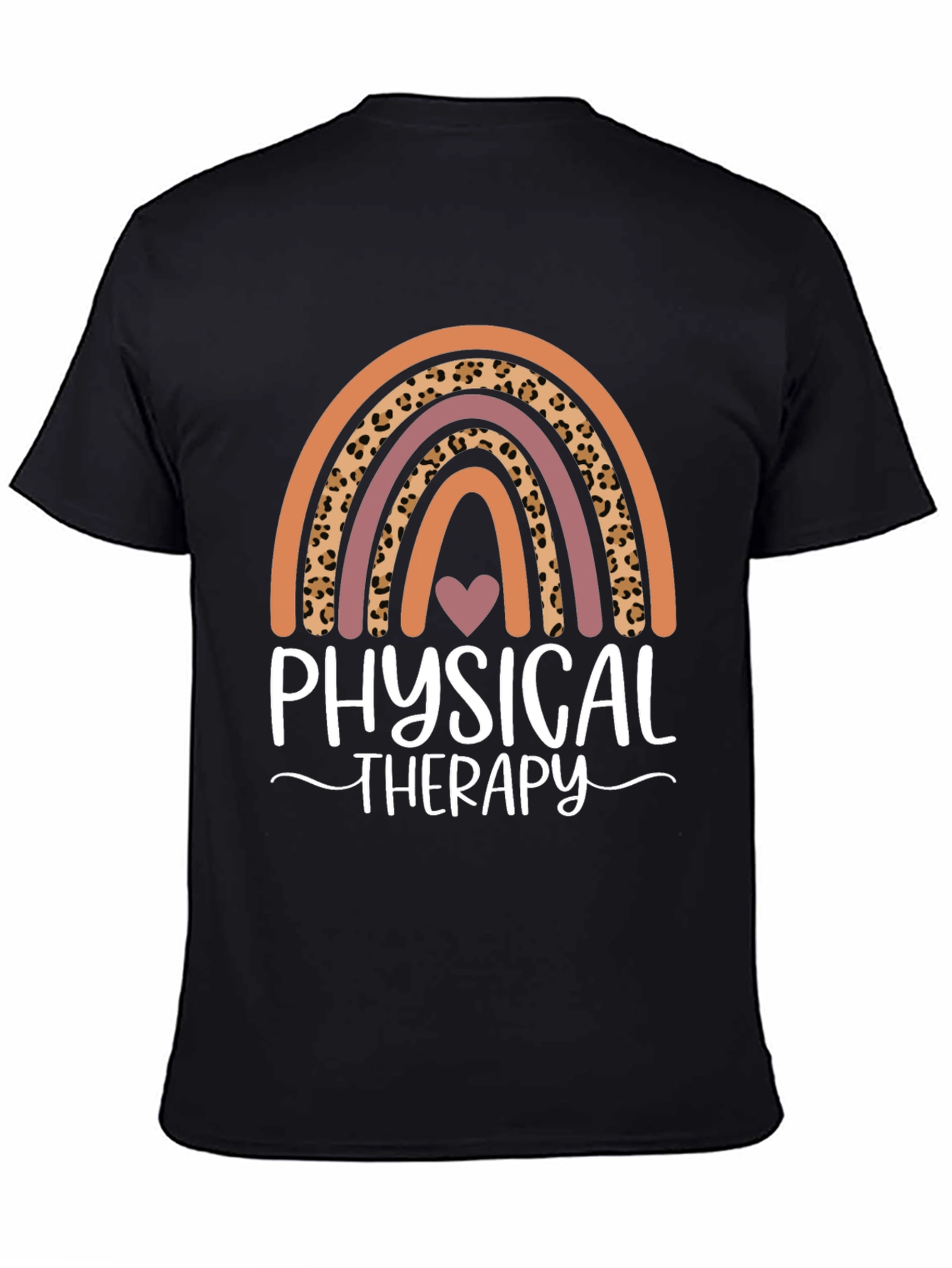 Black Physical Therapy Rainbow Leopard T-Shirt view 4