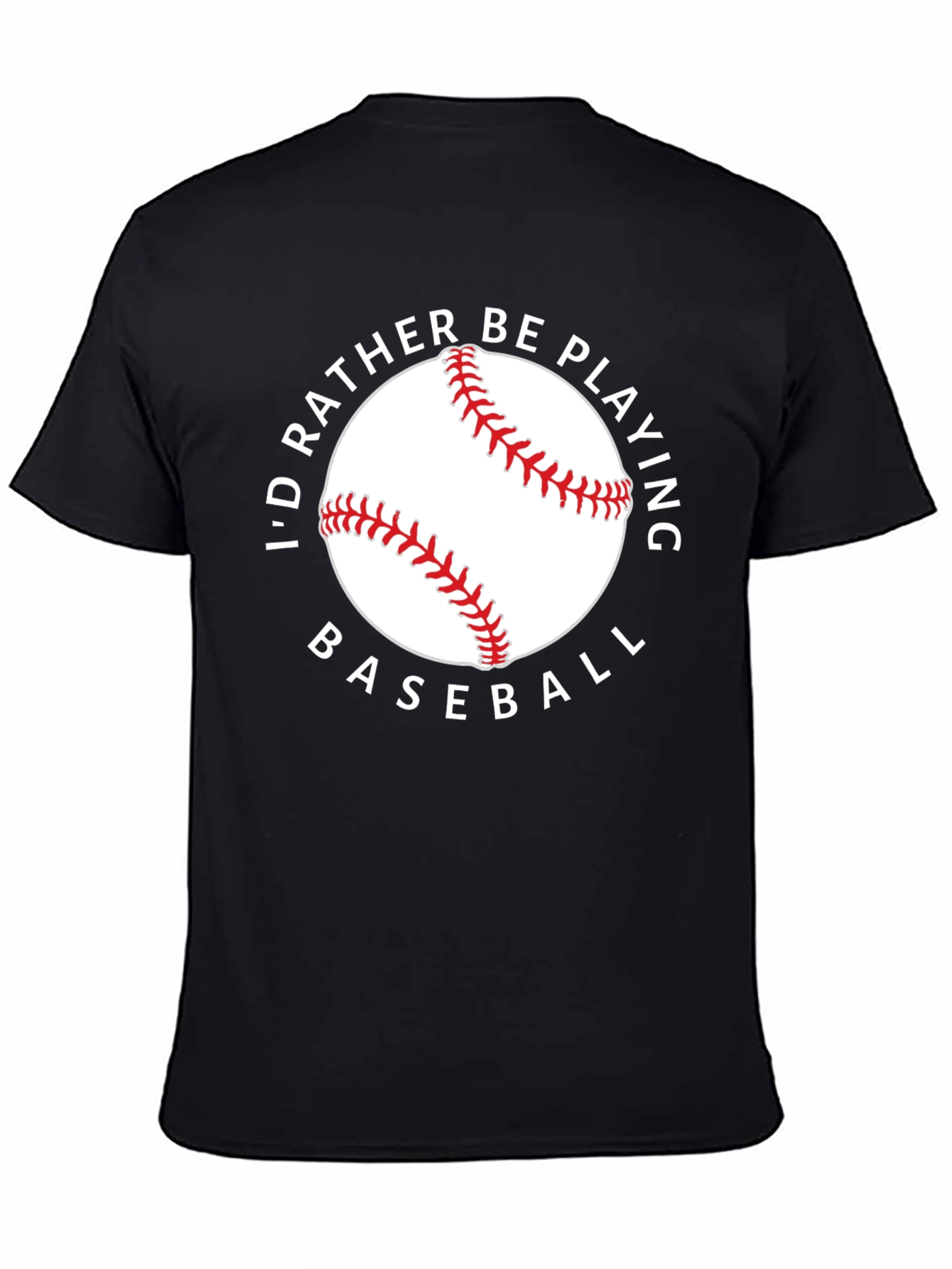 Black I'd Rather Be Playing Baseball Black Tee view 4