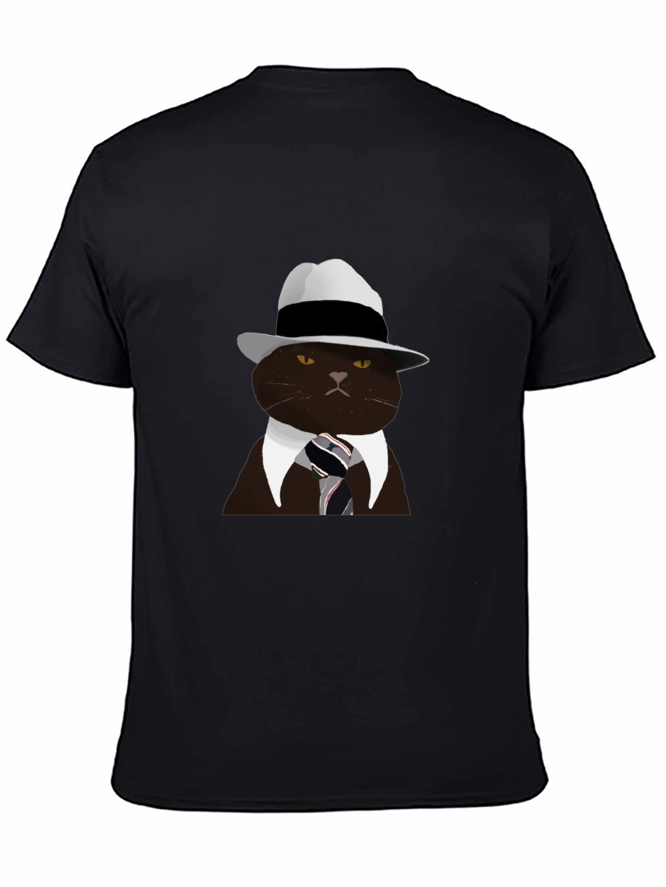 Black Cool Cat Fedora T-Shirt - Black view 4