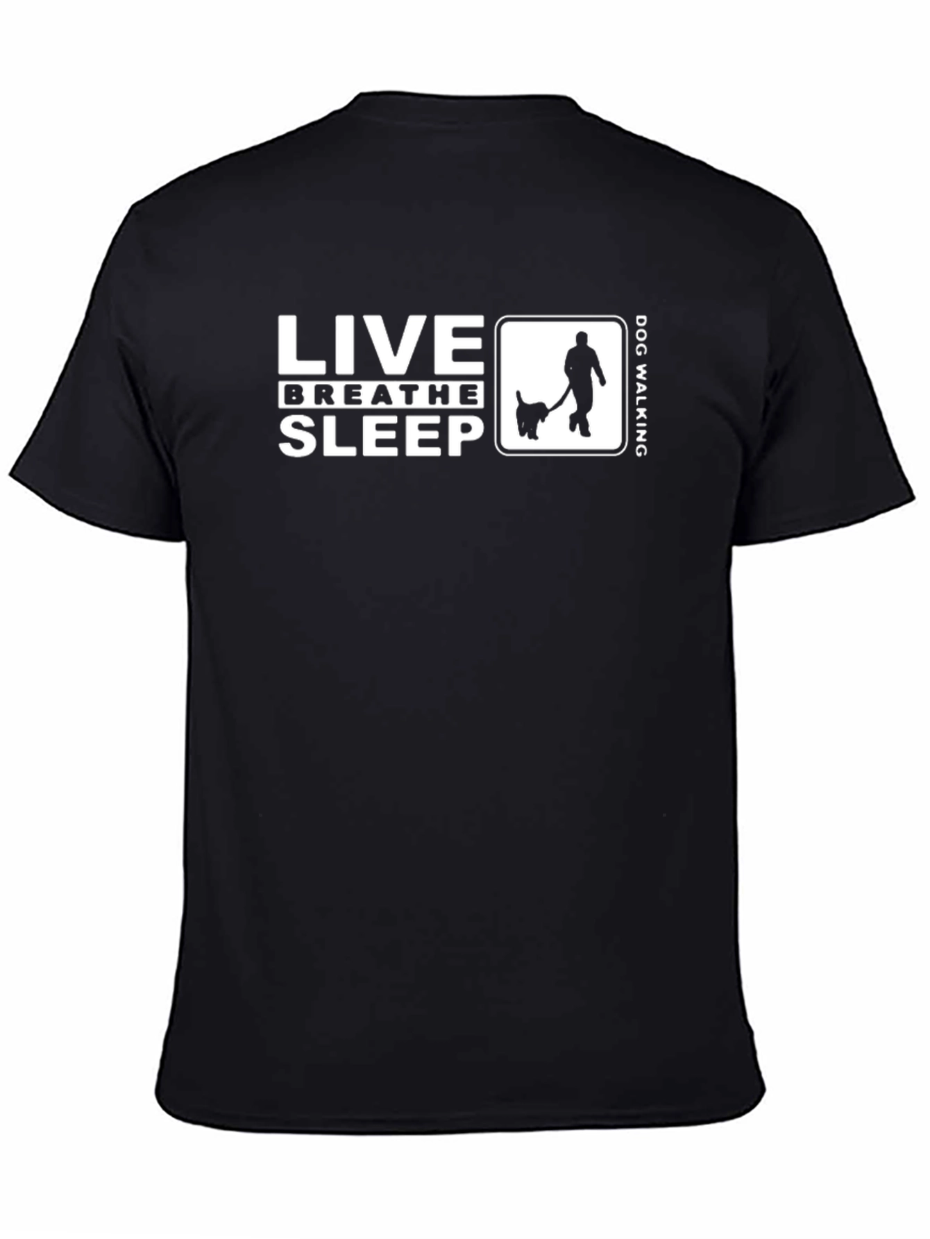 Black Live Breathe Sleep Dog Walking Black T-Shirt view 4