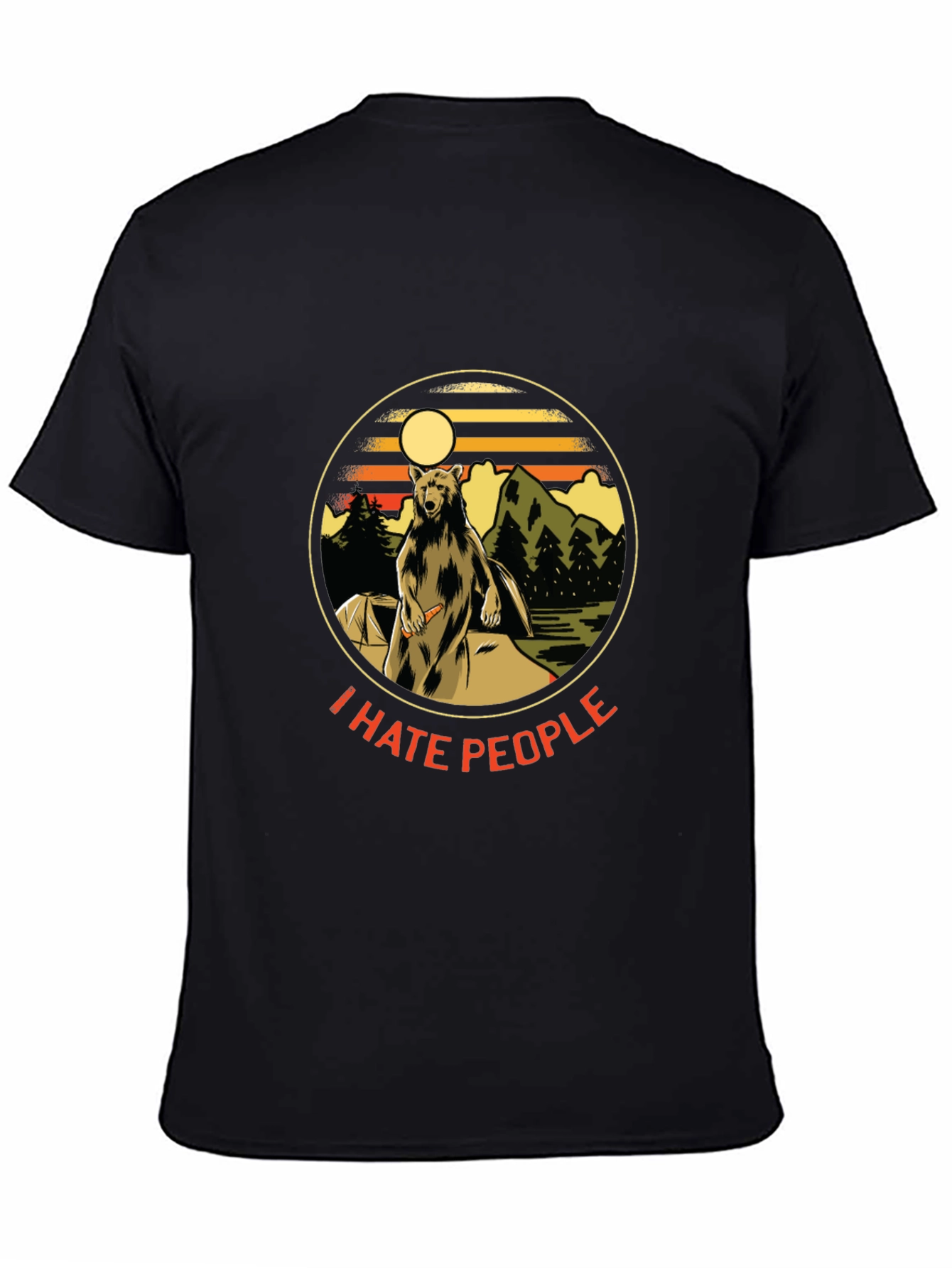 Black I Hate People Bear T-Shirt - Camping Nature Tee view 4