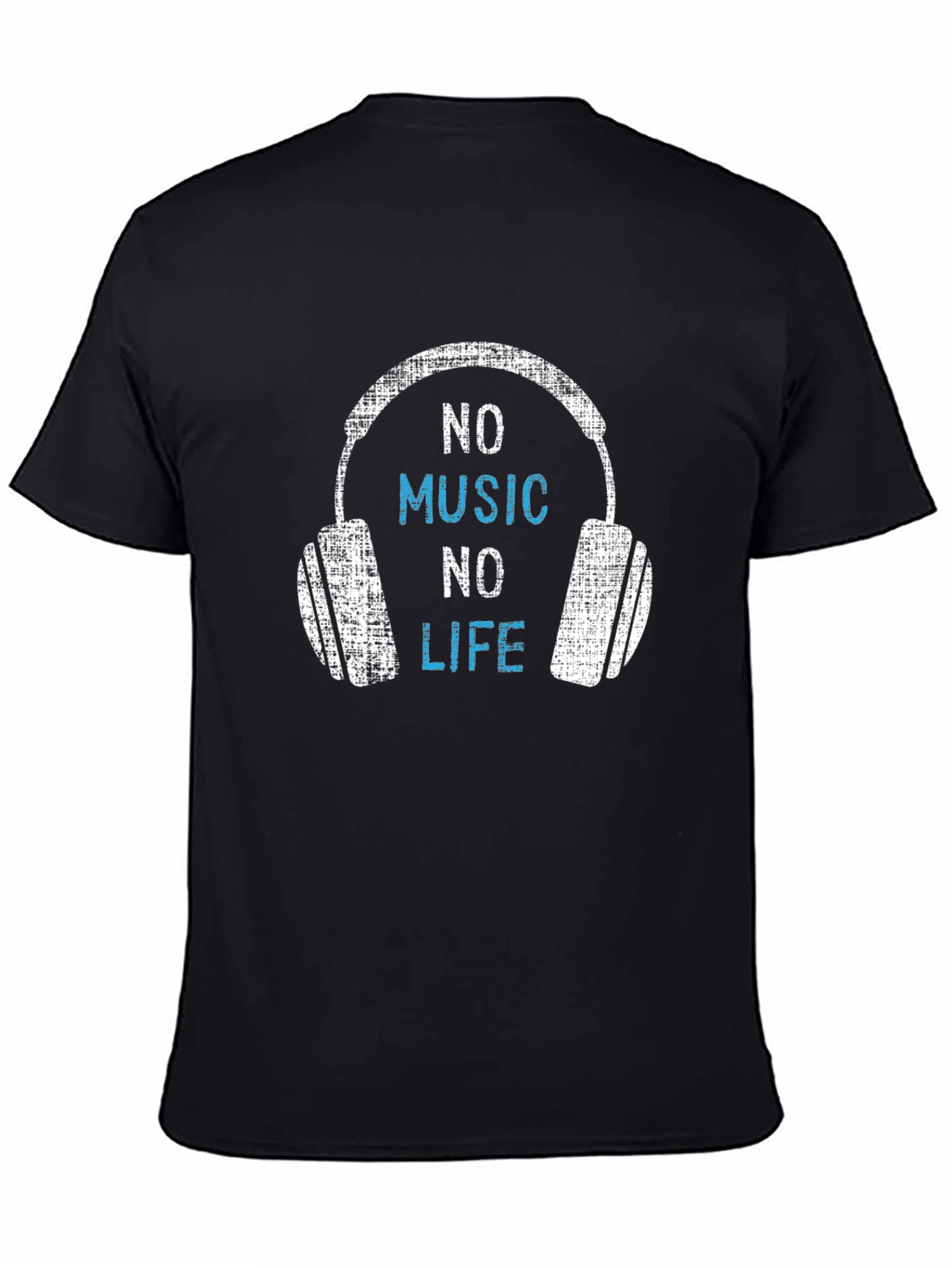 Black No Music No Life T-Shirt - Music Lover Tee view 4