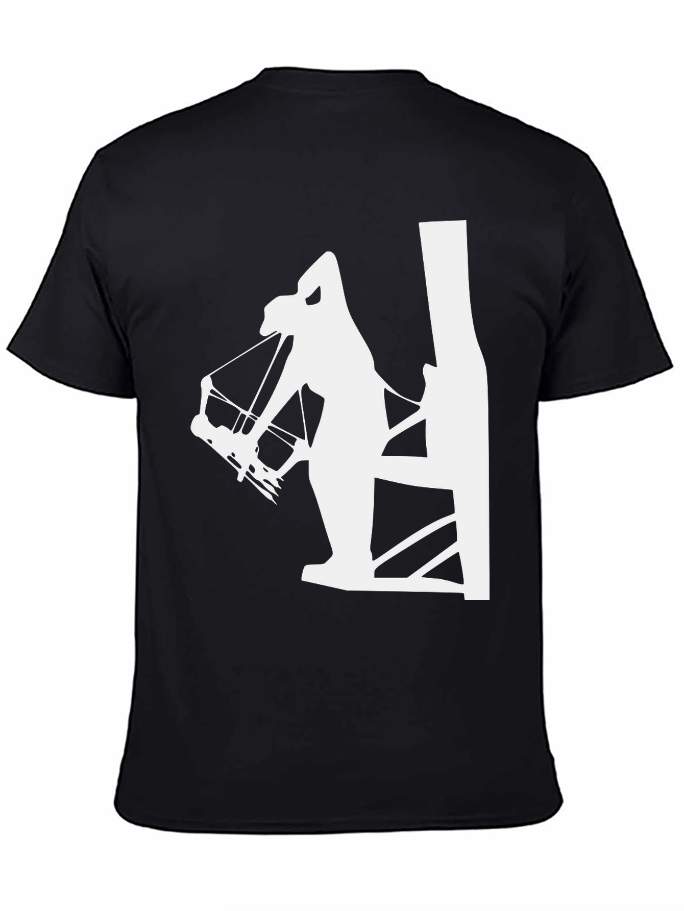 Black Archer Silhouette Graphic Tee - Black Cotton T-Shirt view 4