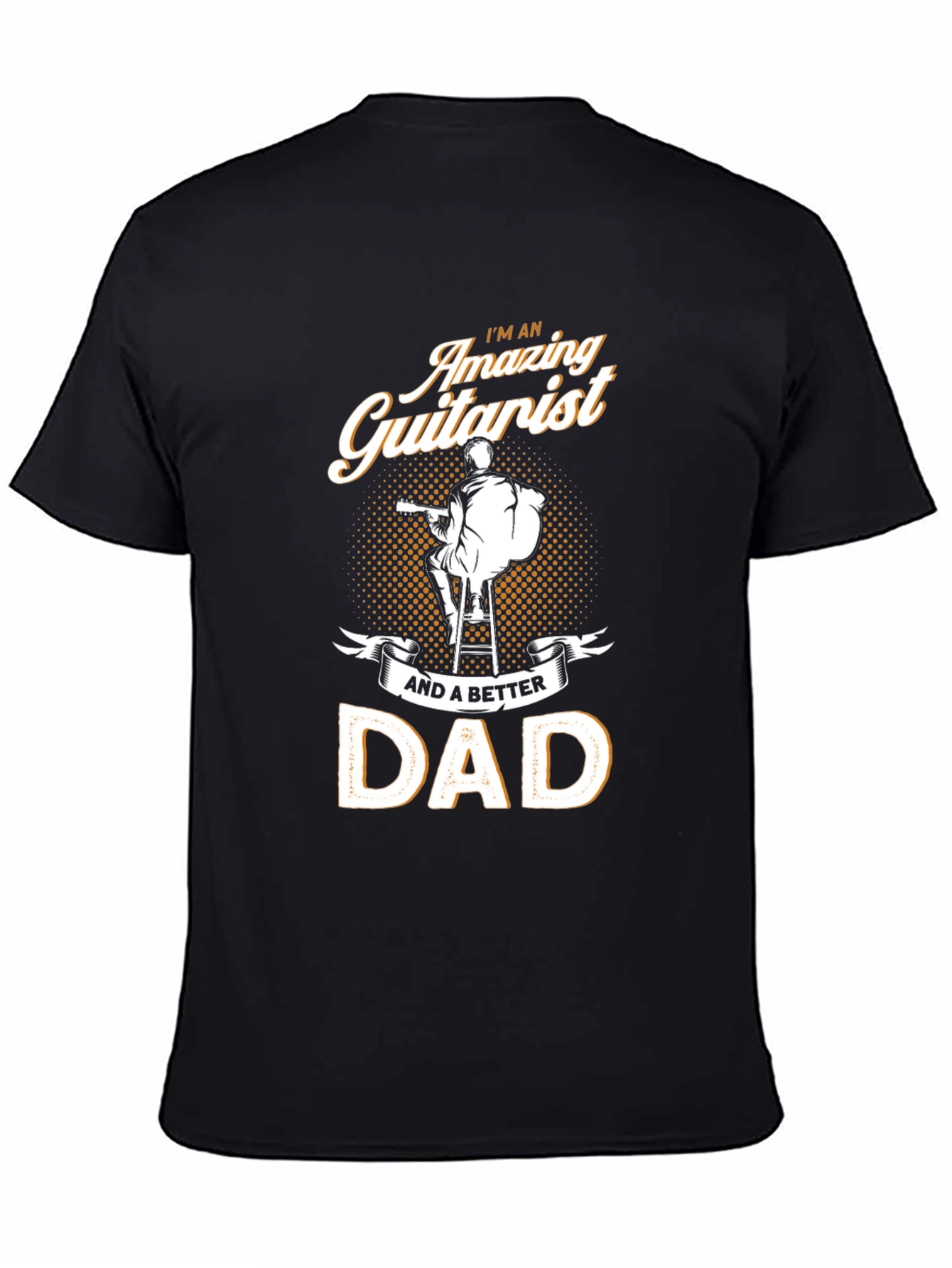 Black Amazing Guitarist Dad Black T-Shirt view 4