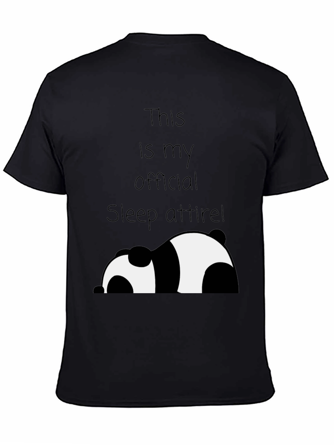 Black Funny Panda Sleep Attire T-Shirt view 4