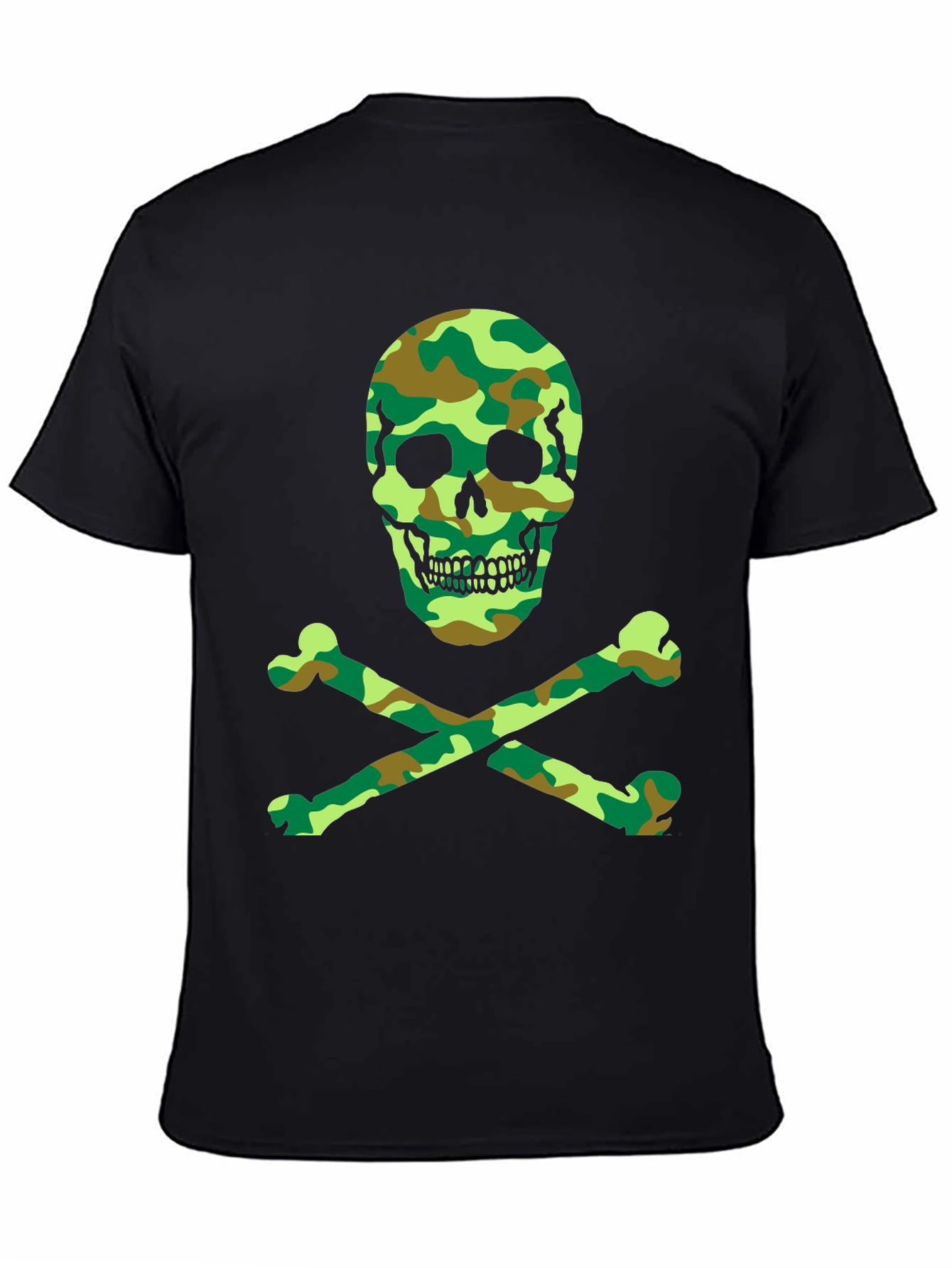 Black Camo Skull & Crossbones Graphic T-Shirt view 4