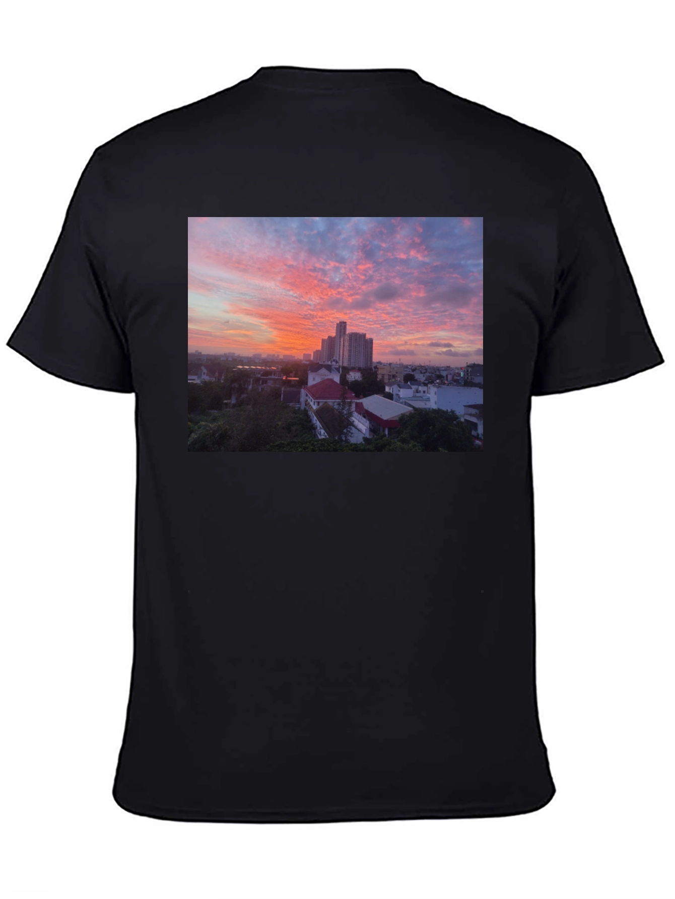 Black Sunset Cityscape Graphic Tee view 4