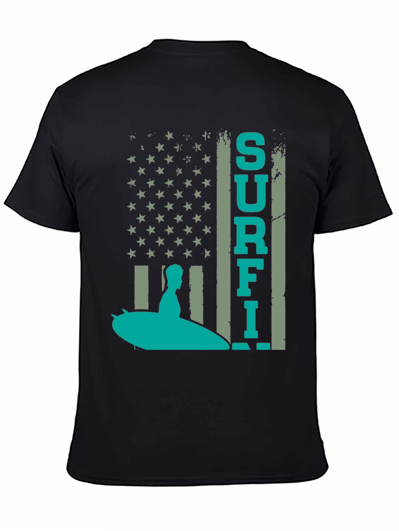 Black Surf American Flag T-Shirt view 4