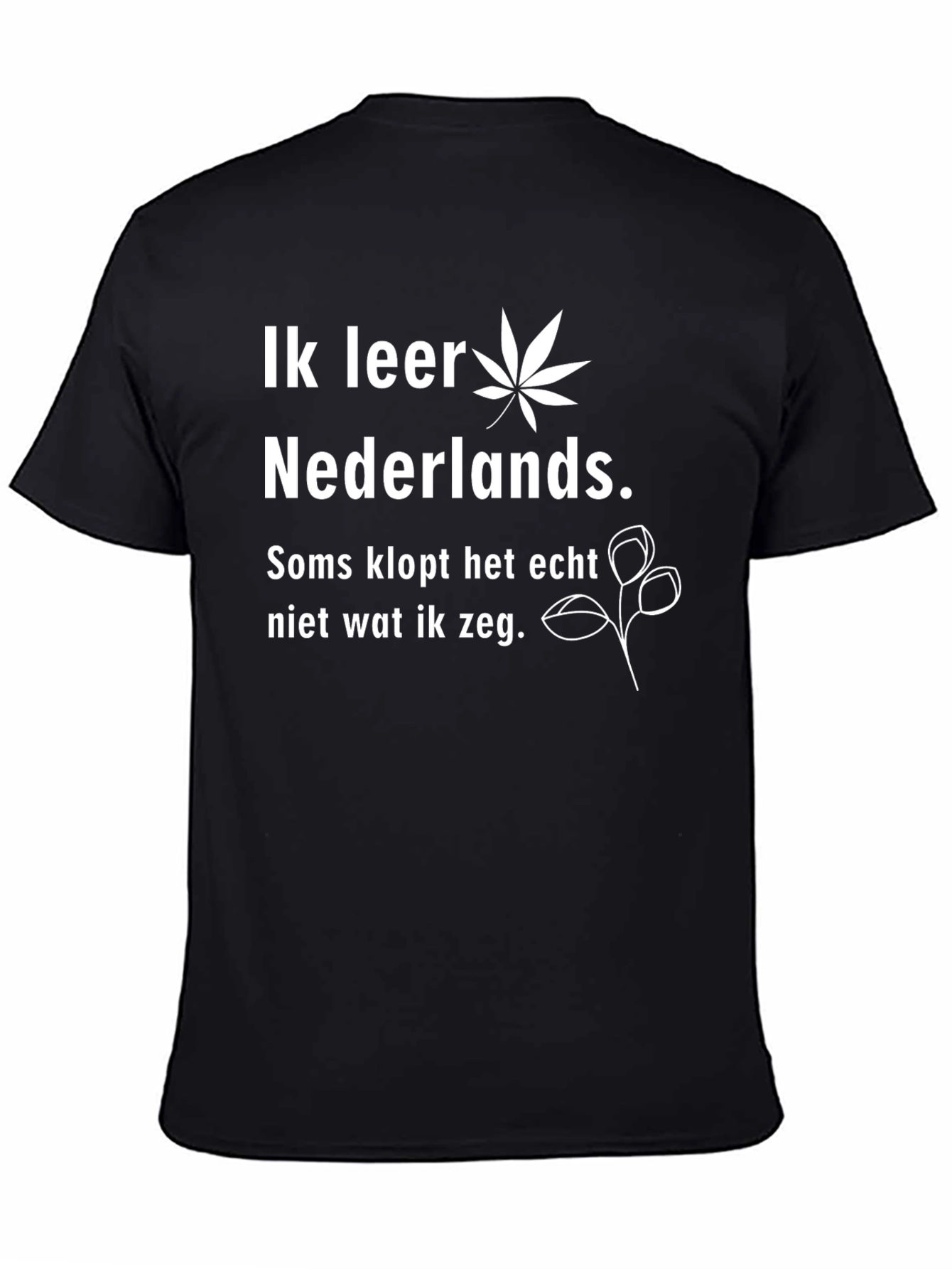 Black Humorous 'Learning Dutch' Graphic T-Shirt view 4