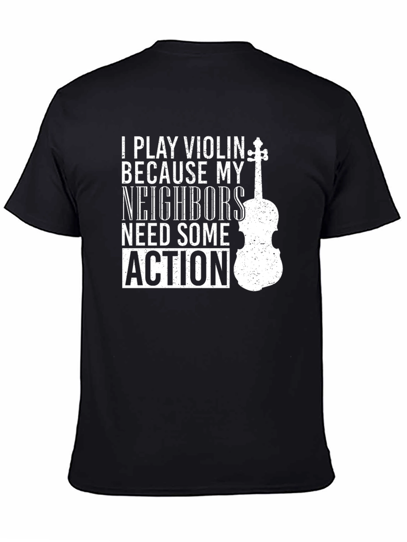 Black Funny Violin Player Graphic Tee view 4